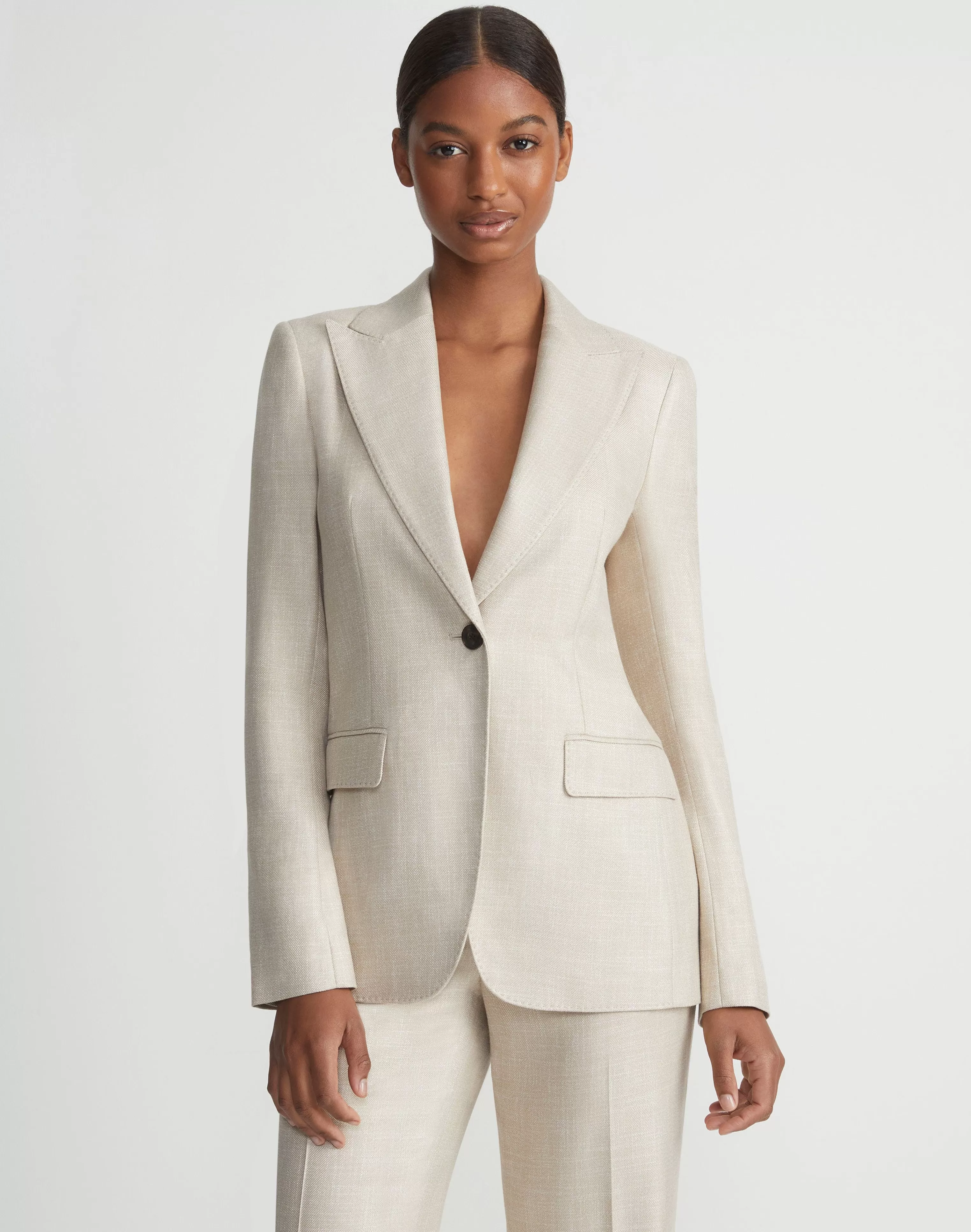 Bamboo Viscose Twill Single Button Blazer<Lafayette 148 New York Cheap