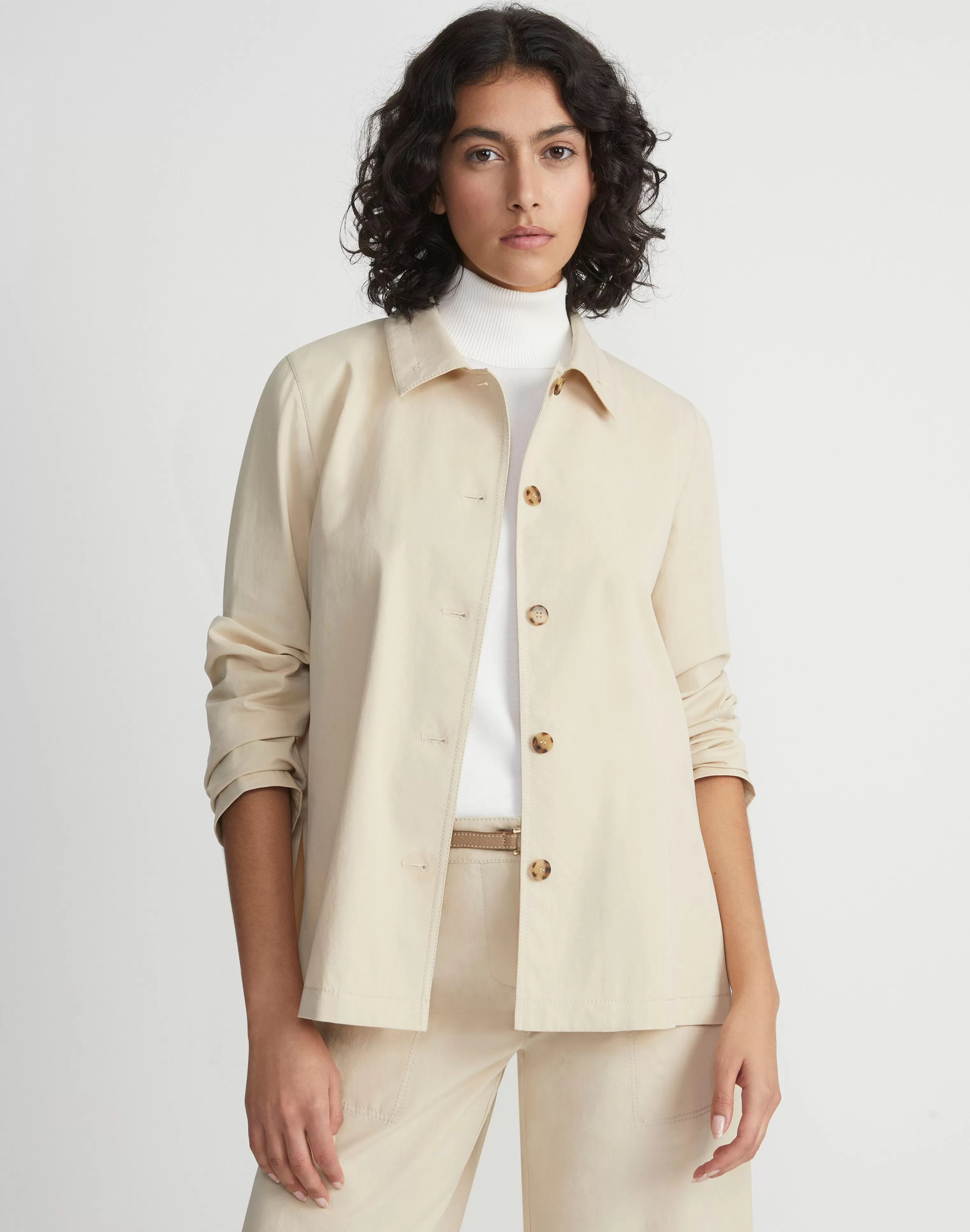 Bi-Stretch Pima Cotton Buttoned Shirt Jacket<Lafayette 148 New York Outlet