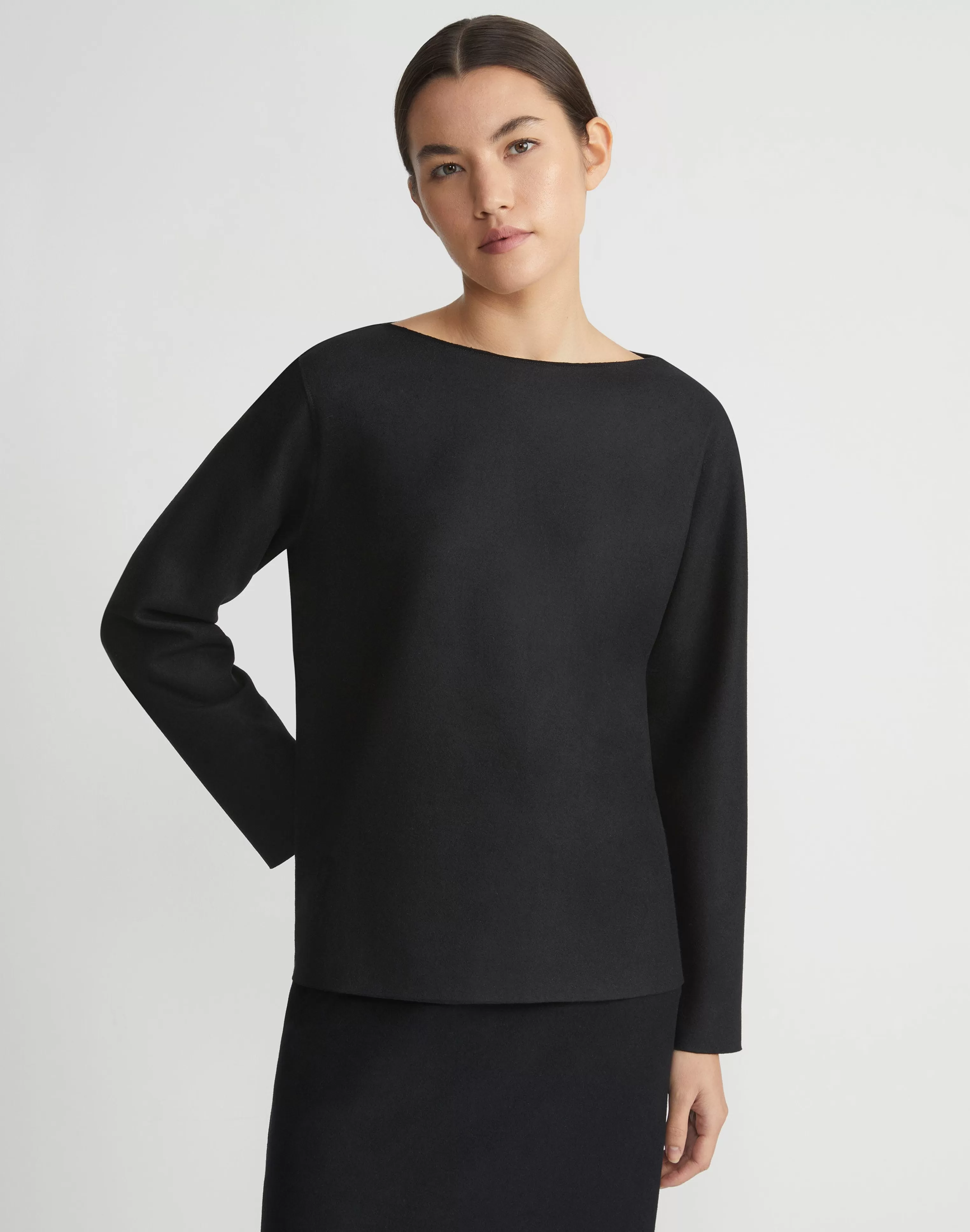 Boiled Wool-Cashmere Jersey Bateau Neck Top<Lafayette 148 New York Discount