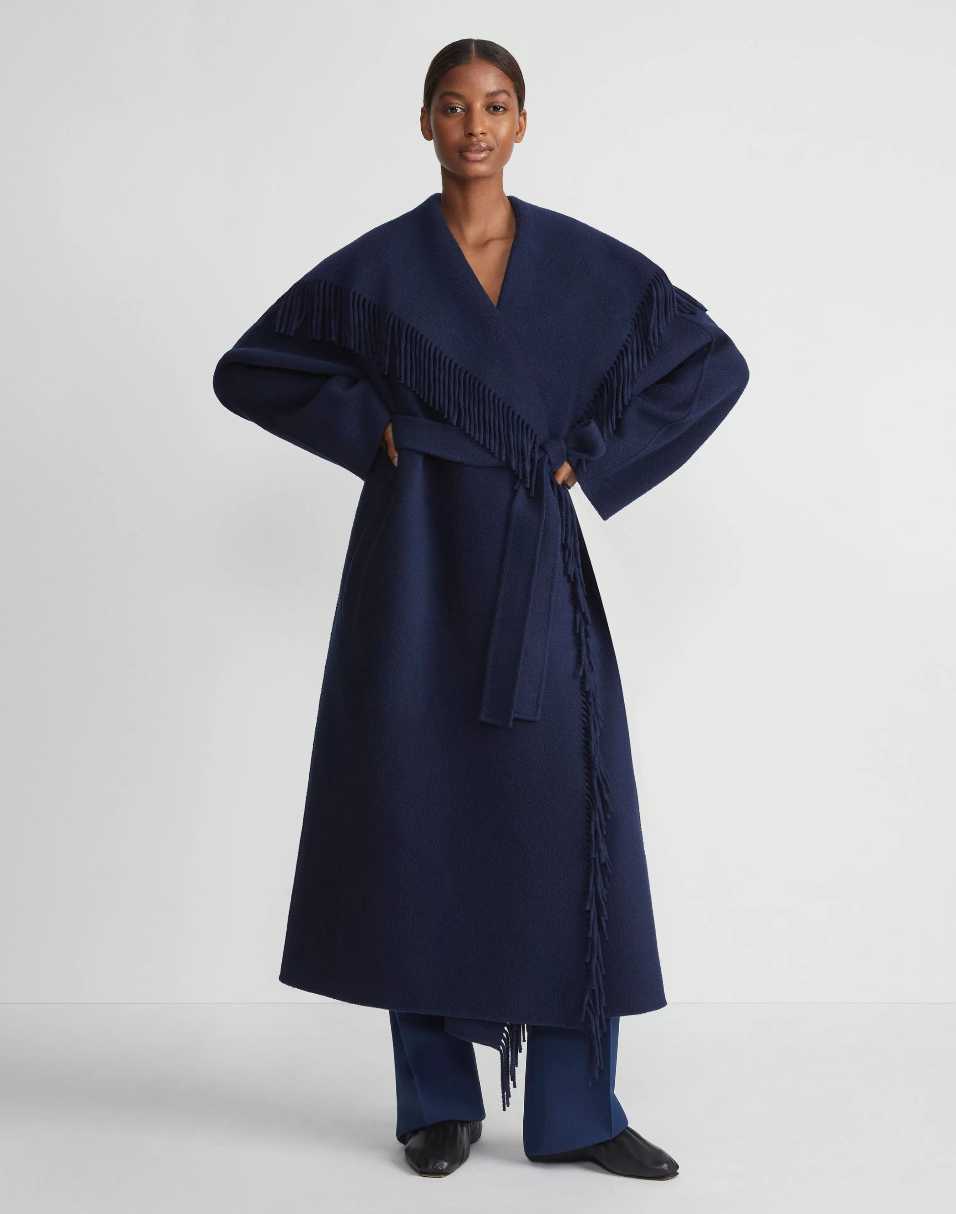 Brushed Cashmere Double Face Fringed Oversized Coat<Lafayette 148 New York Cheap