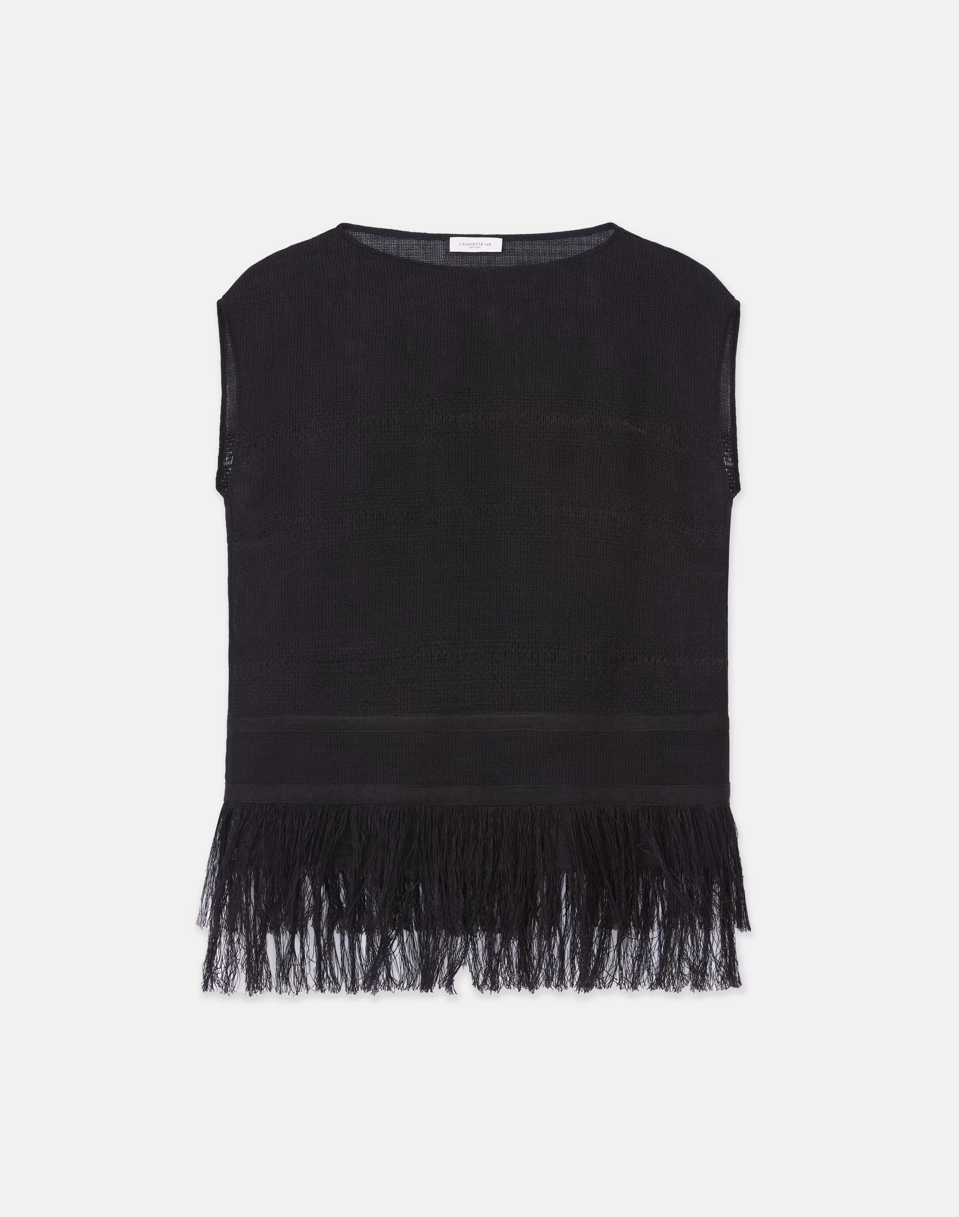 Burlap Jacquard Linen-Viscose Fringed Blouse<Lafayette 148 New York Fashion