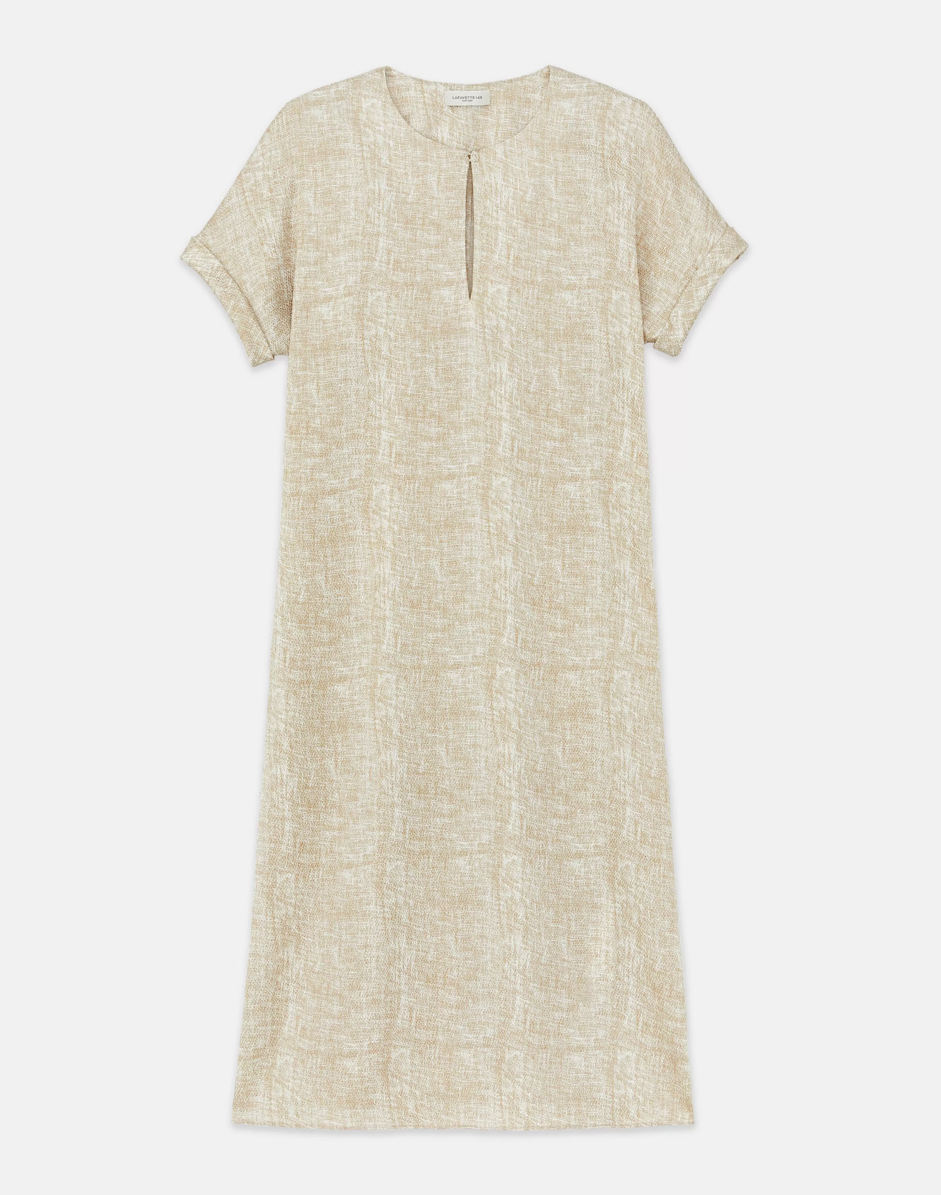 Burlap Print Crinkle Stretch Silk T-Shirt Dress<Lafayette 148 New York Best