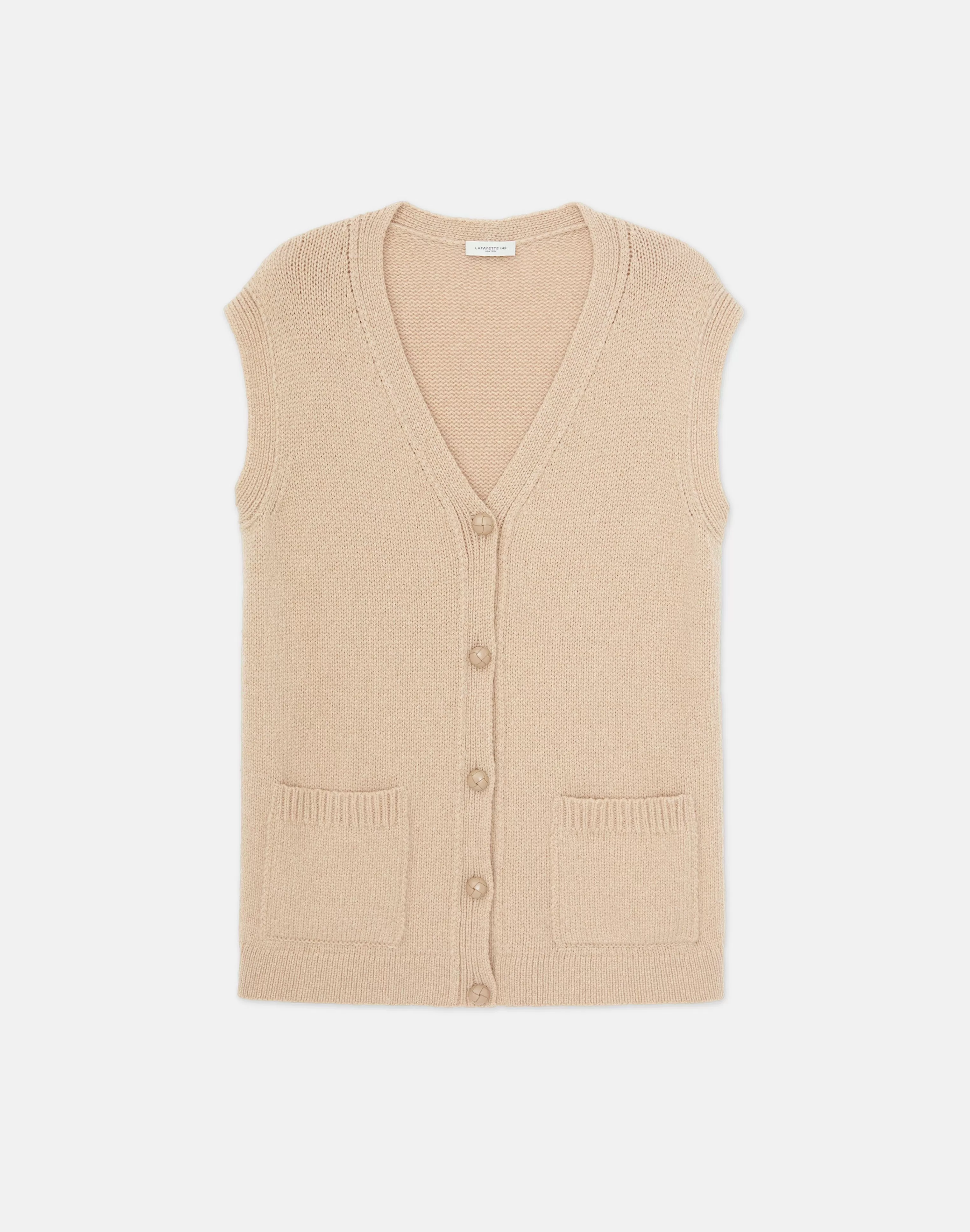 Camel Hair Chainette Button Sweater Vest<Lafayette 148 New York Best