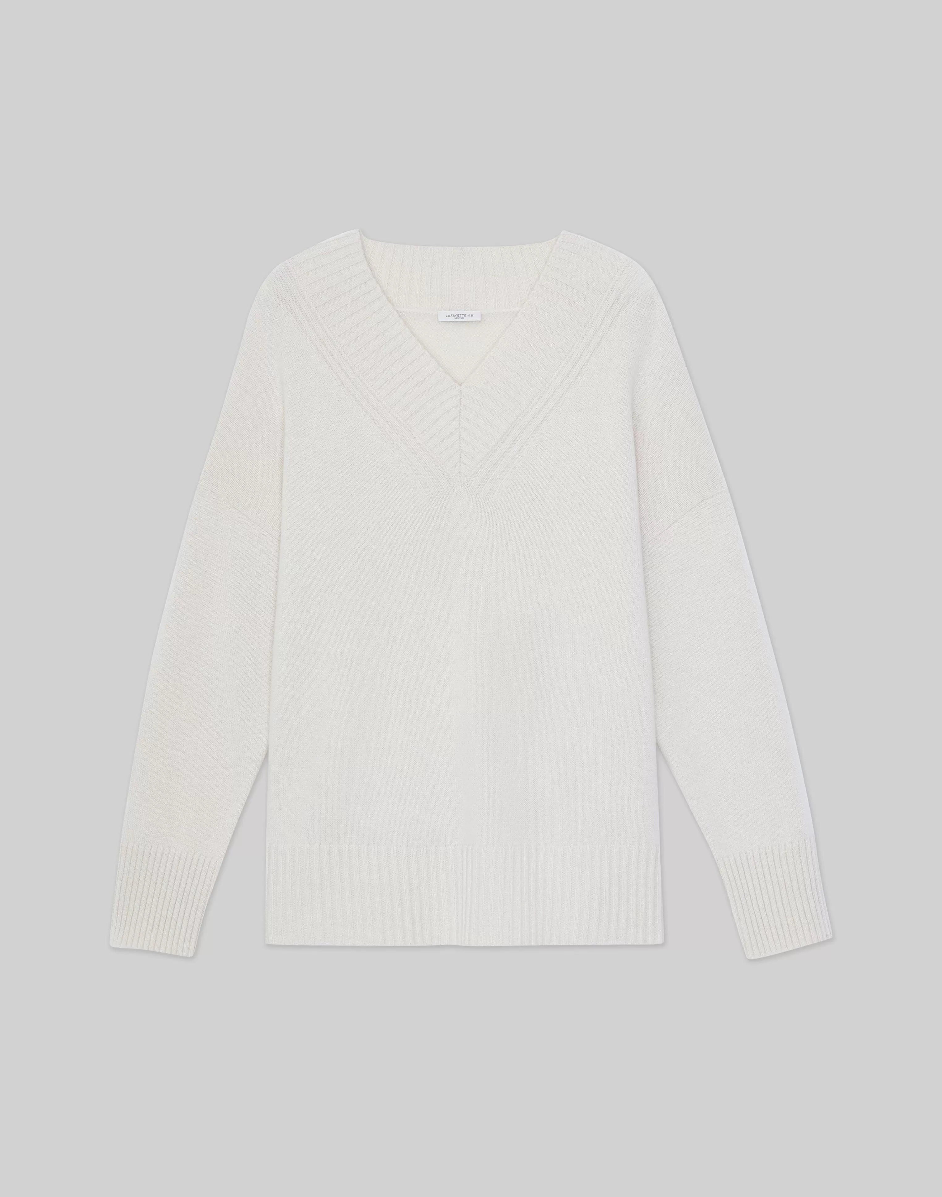 Cashmere Ribbed V-Neck Sweater<Lafayette 148 New York Shop