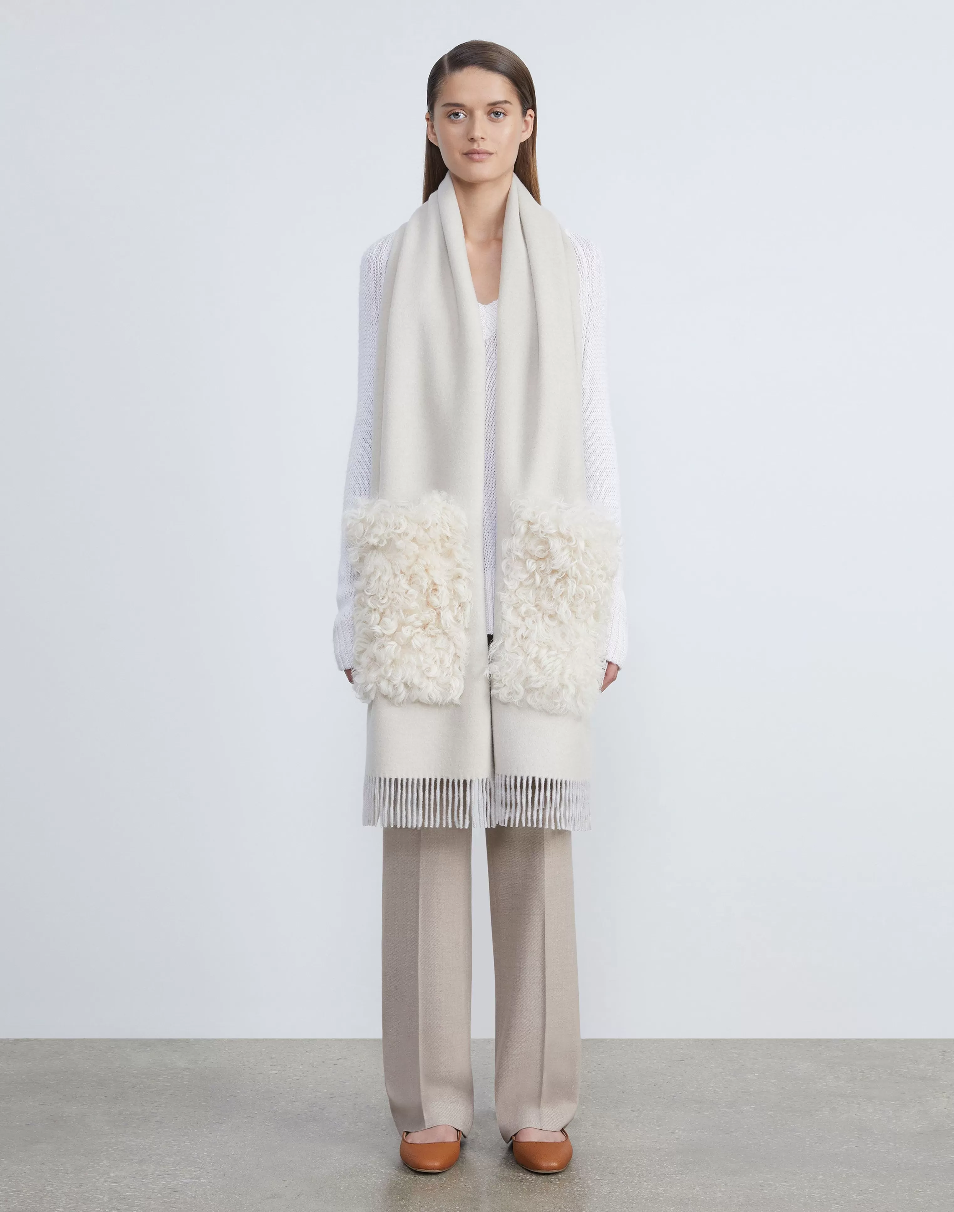 Cashmere Shearling Pocket Shawl<Lafayette 148 New York Best