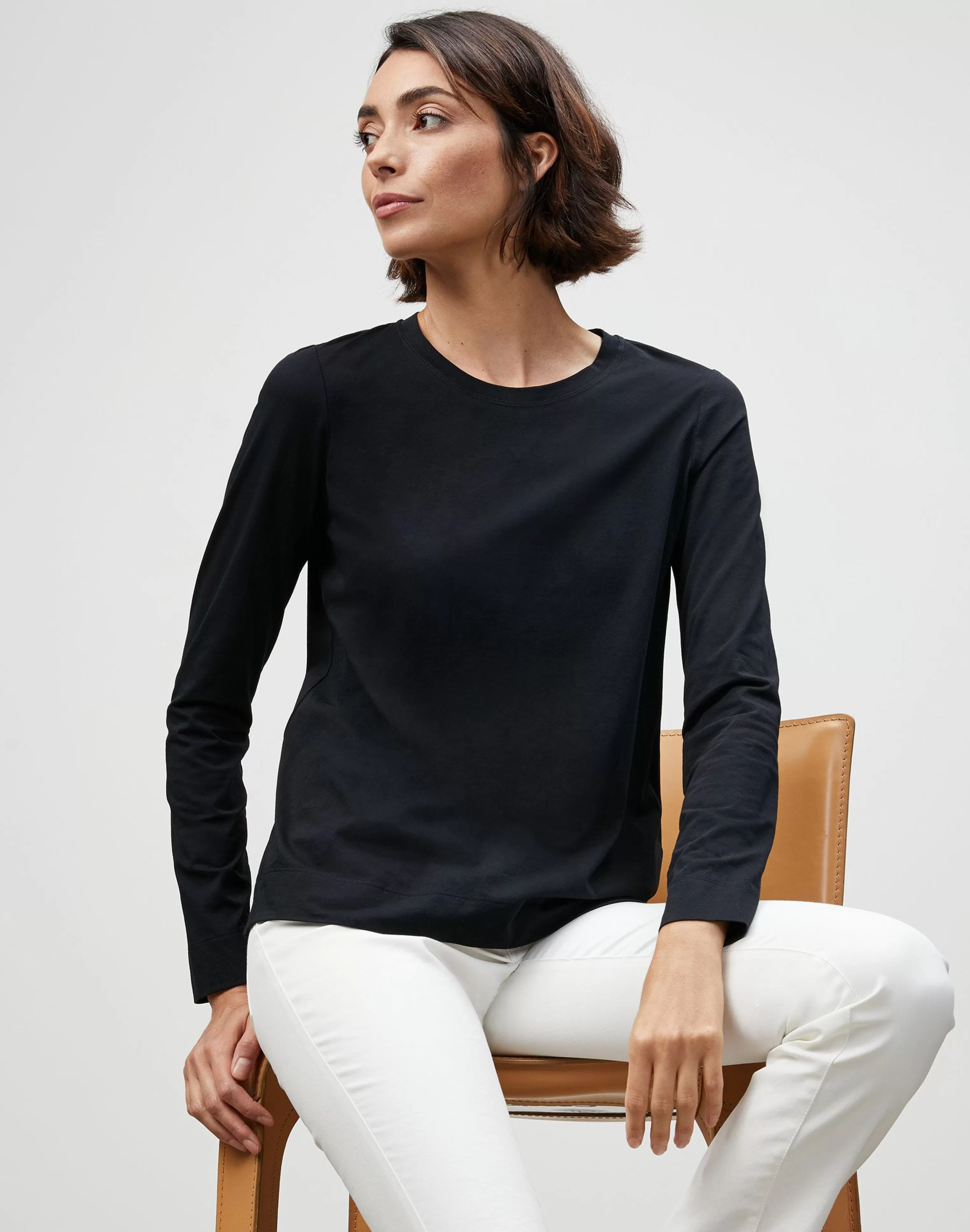 Cotton Jersey Modern Long Sleeve Tee<Lafayette 148 New York Best Sale