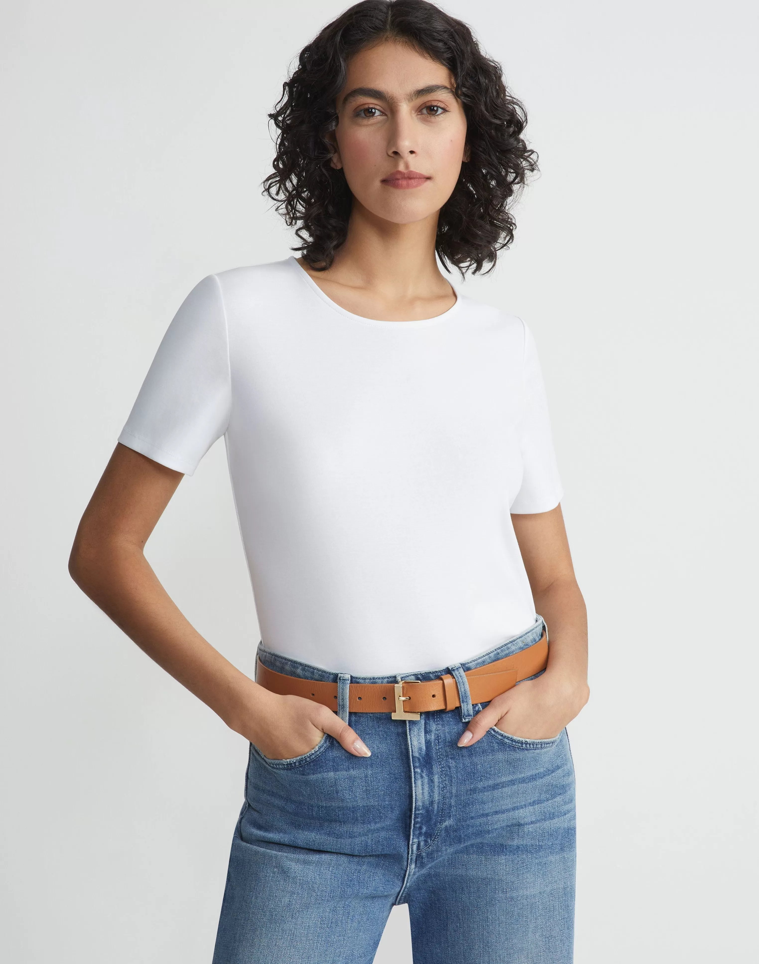 Cotton Rib Crewneck T-Shirt<Lafayette 148 New York Cheap