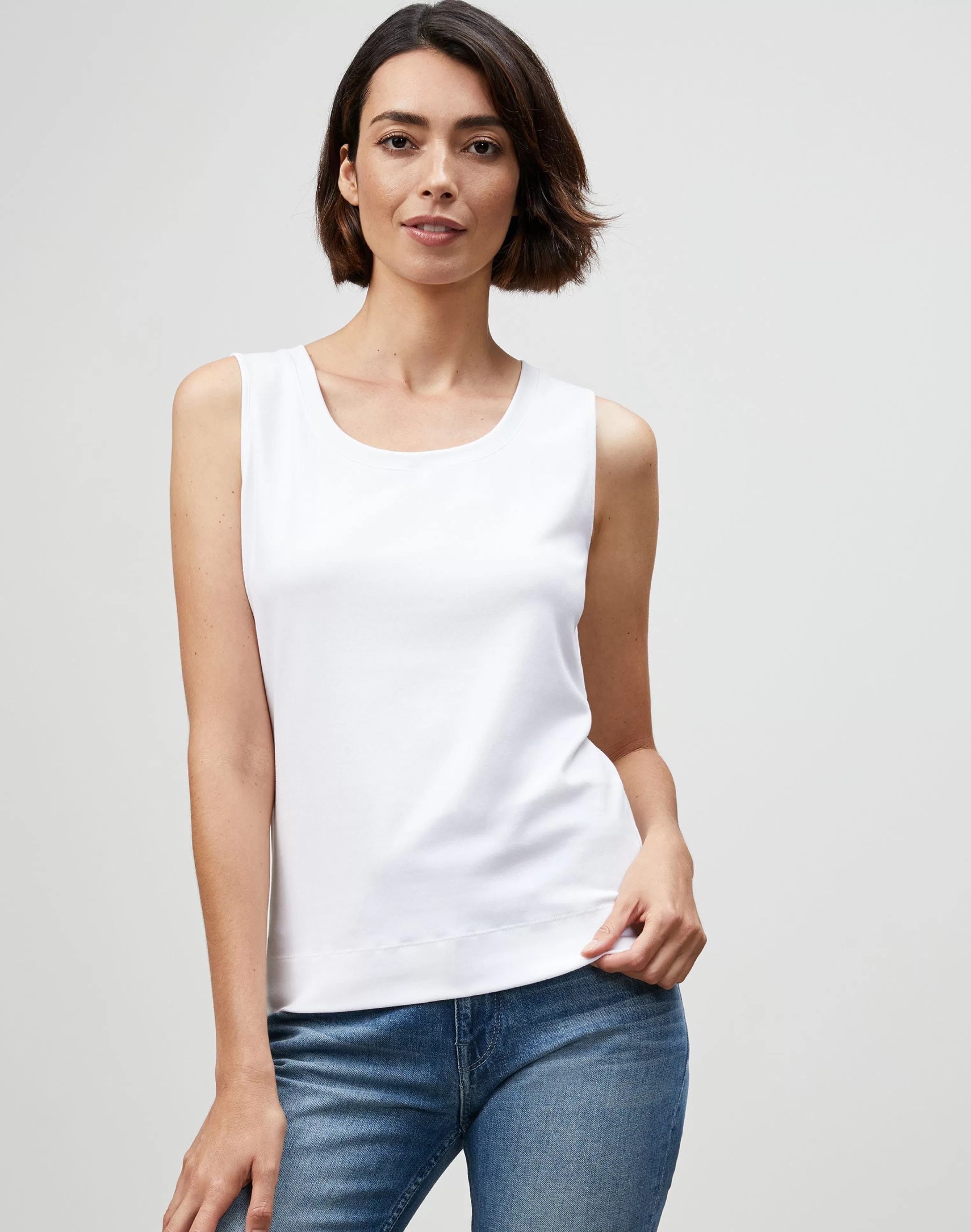 Cotton Rib Scoop Neck Tank<Lafayette 148 New York Discount