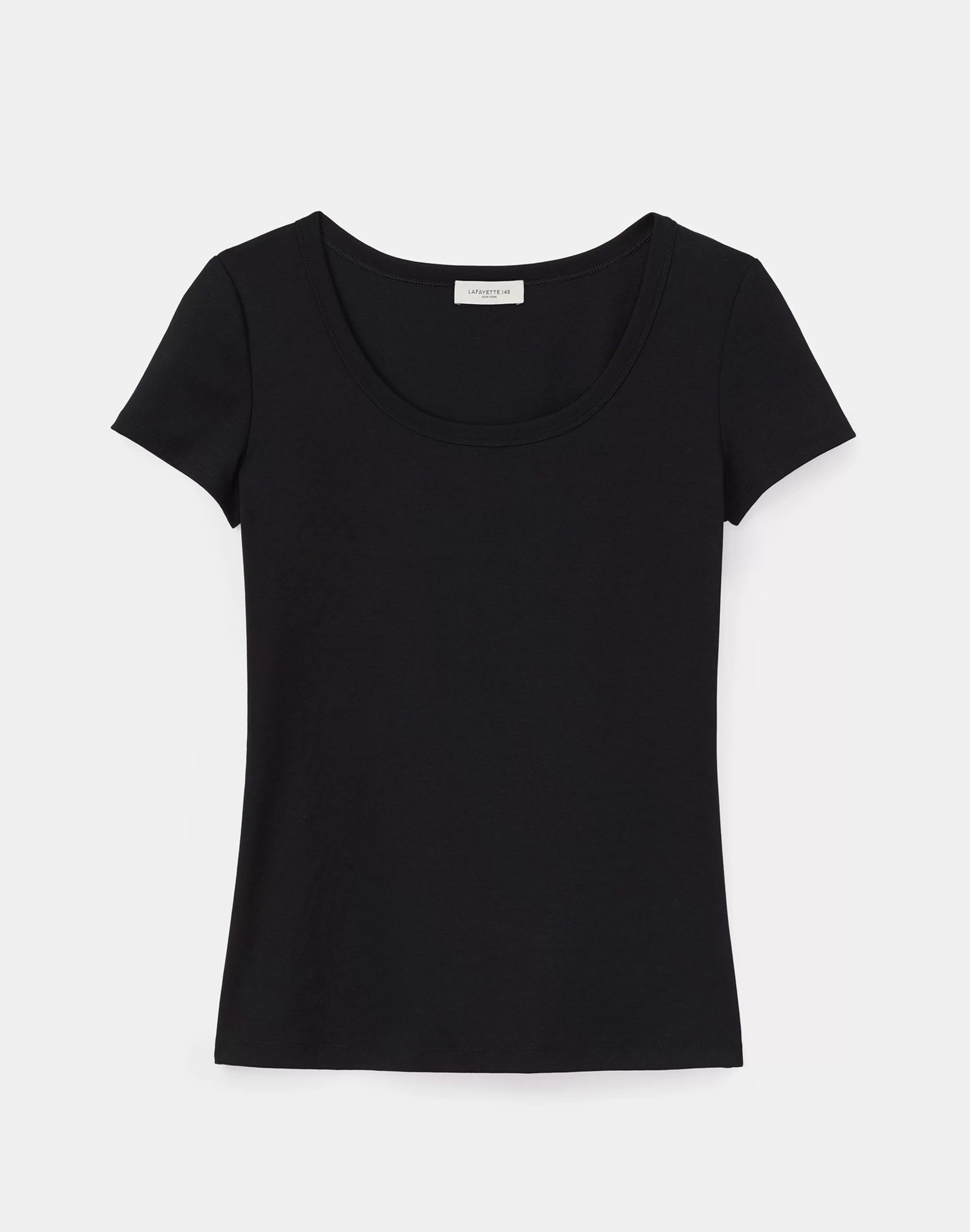 Cotton Rib Scoop Neck T-Shirt<Lafayette 148 New York Fashion