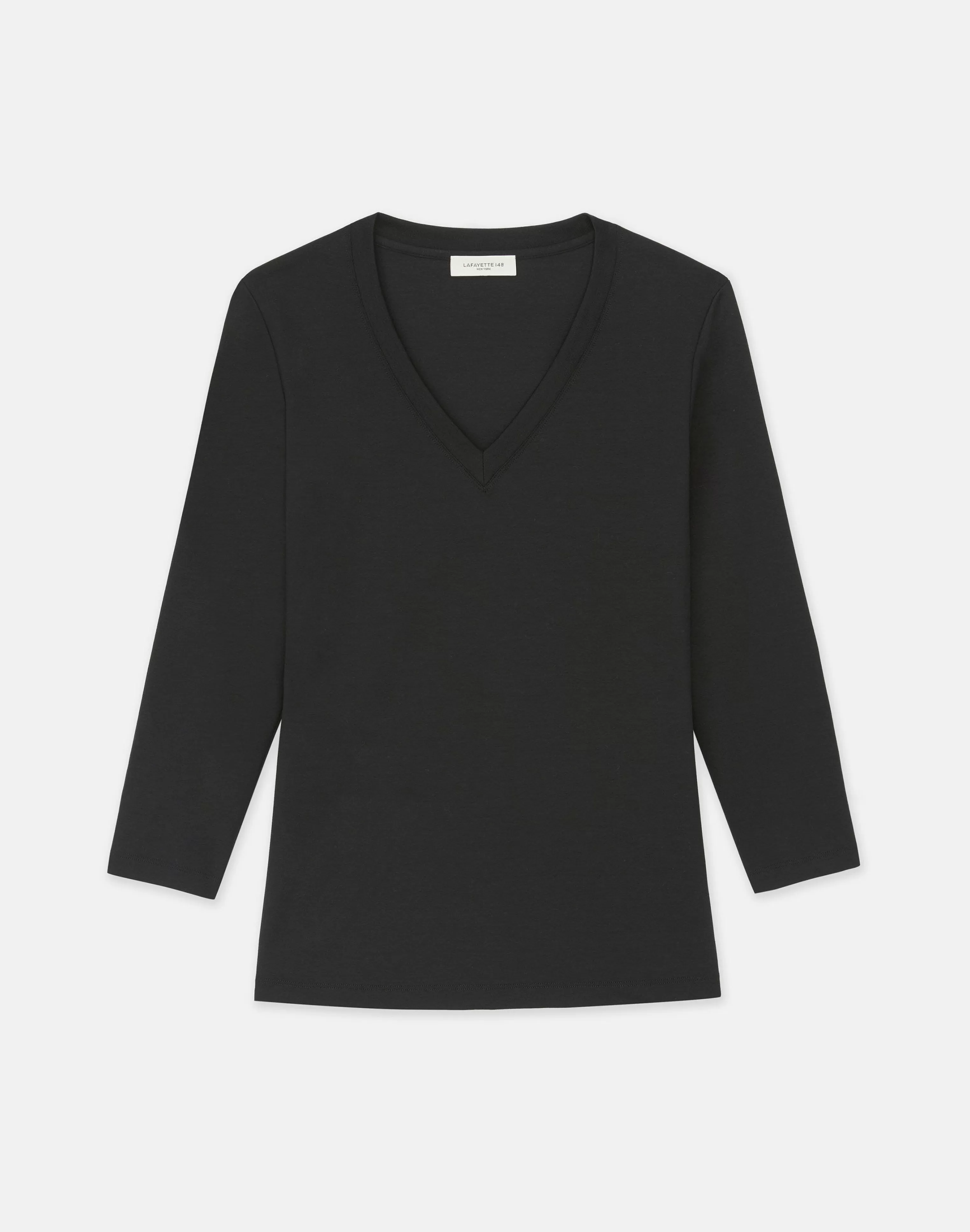 Cotton Rib V-Neck T-Shirt<Lafayette 148 New York Cheap