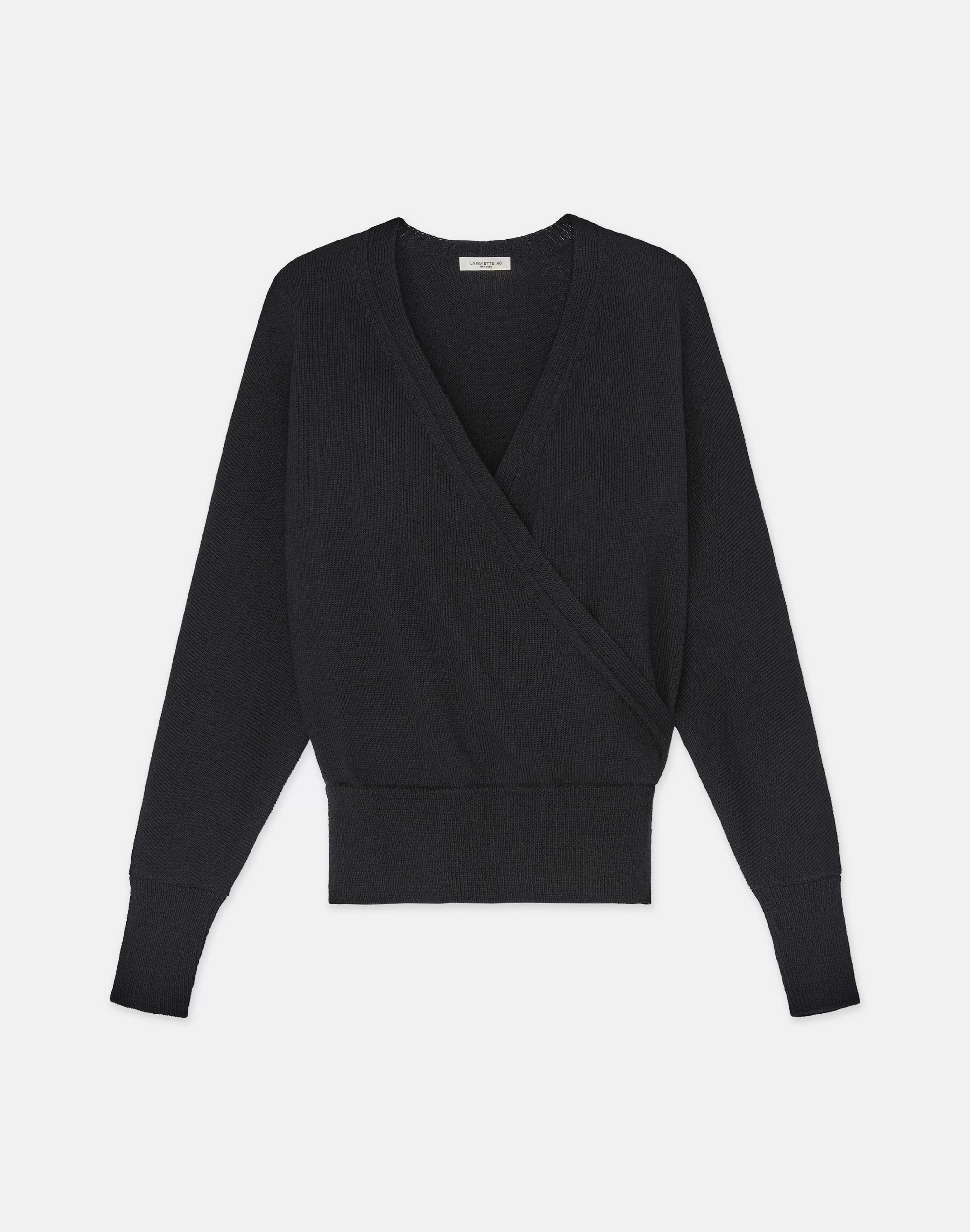 Cotton-Silk Surplice V-Neck Sweater<Lafayette 148 New York Cheap