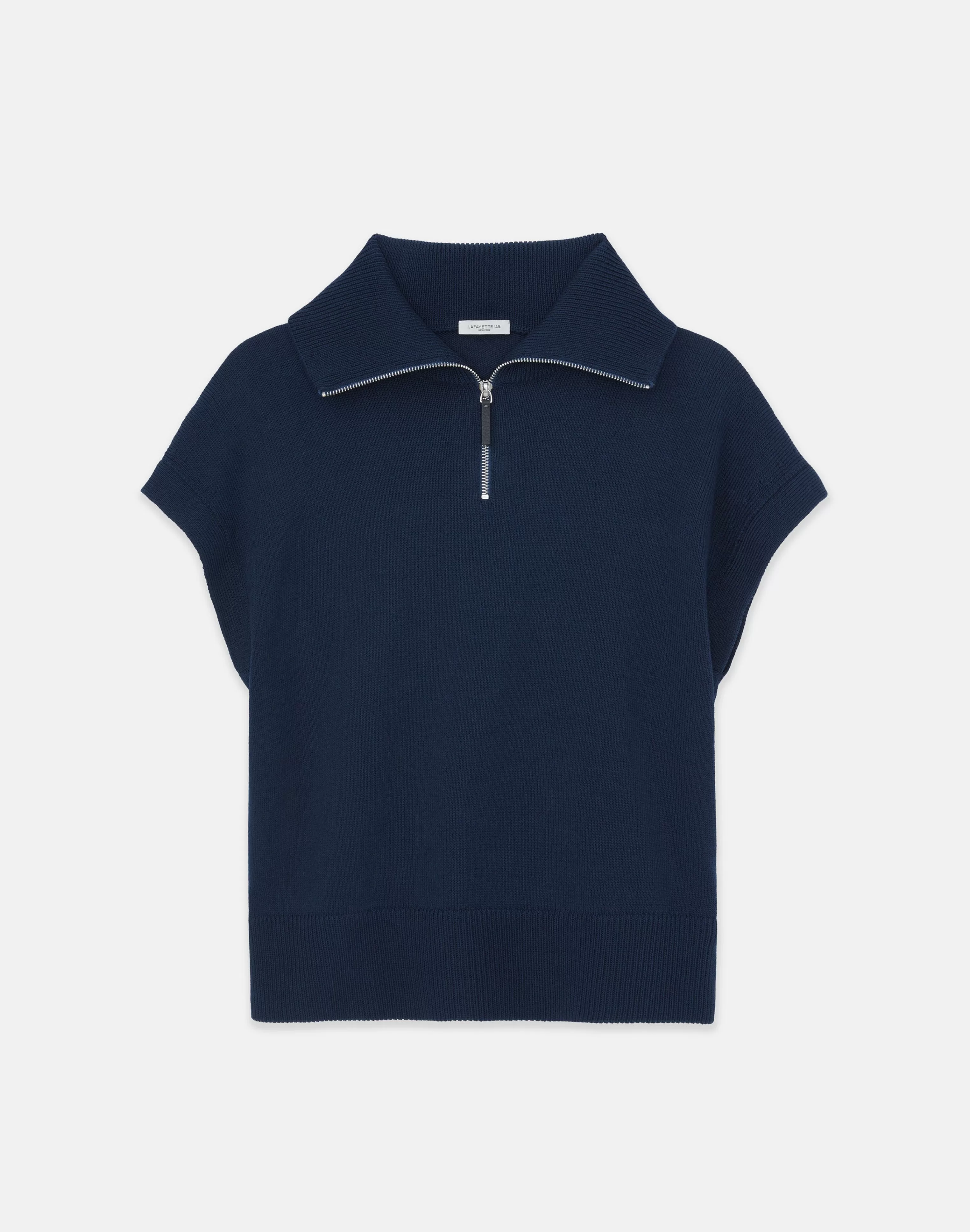 Cotton-Silk Tape Half Zip Sweater<Lafayette 148 New York Clearance