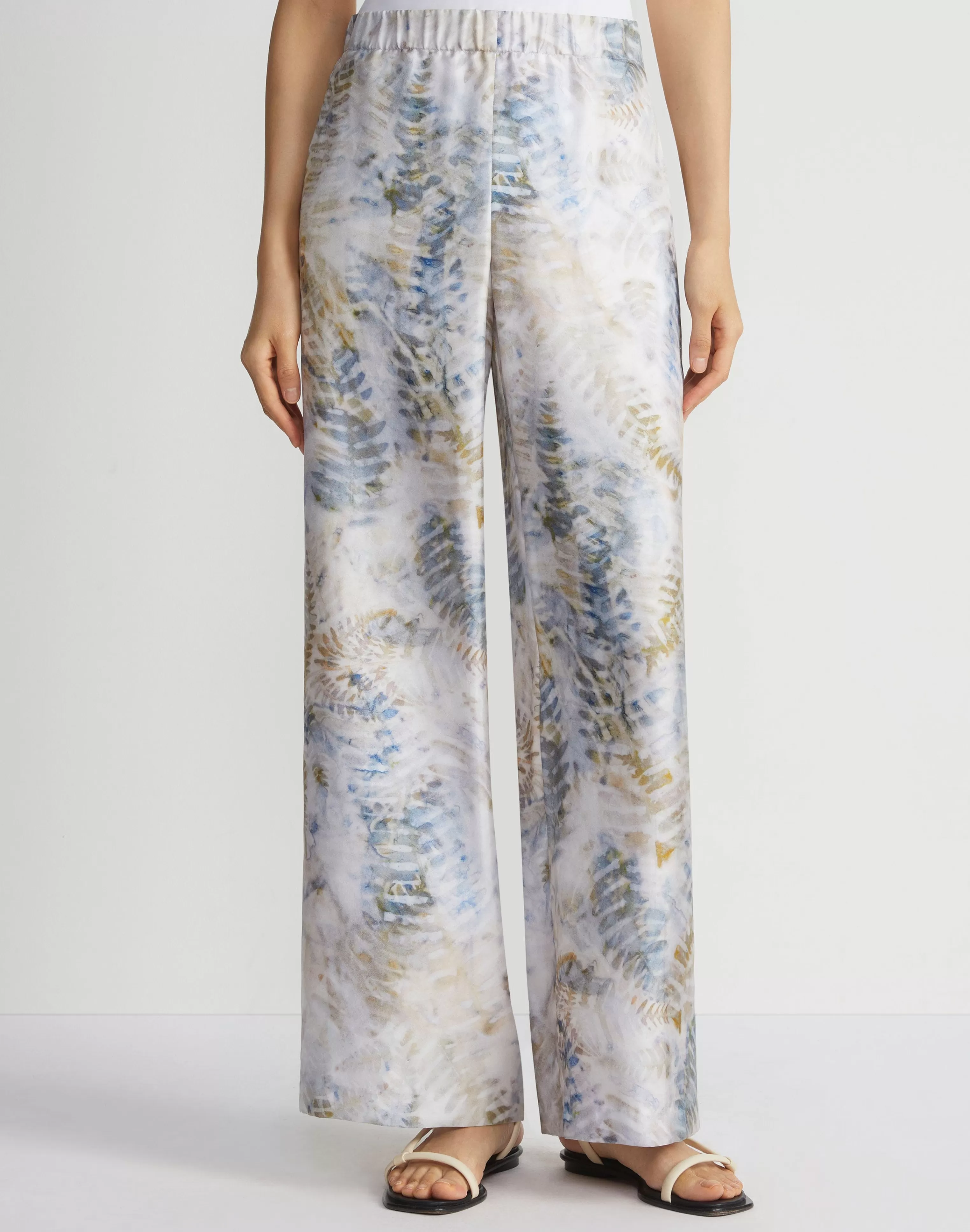 Eco Fern Print Silk Twill Riverside Pant<Lafayette 148 New York Shop