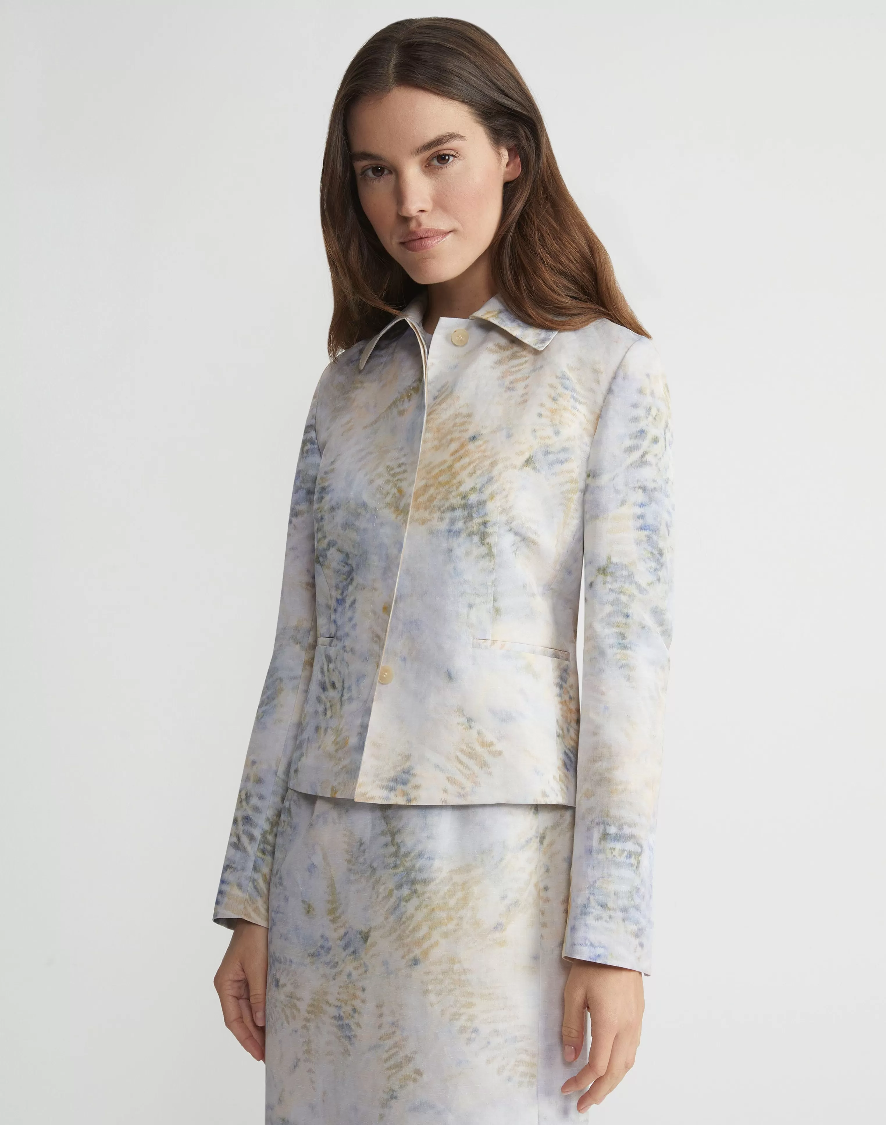 Eco Fern Warp Print Linen Jacket<Lafayette 148 New York Clearance