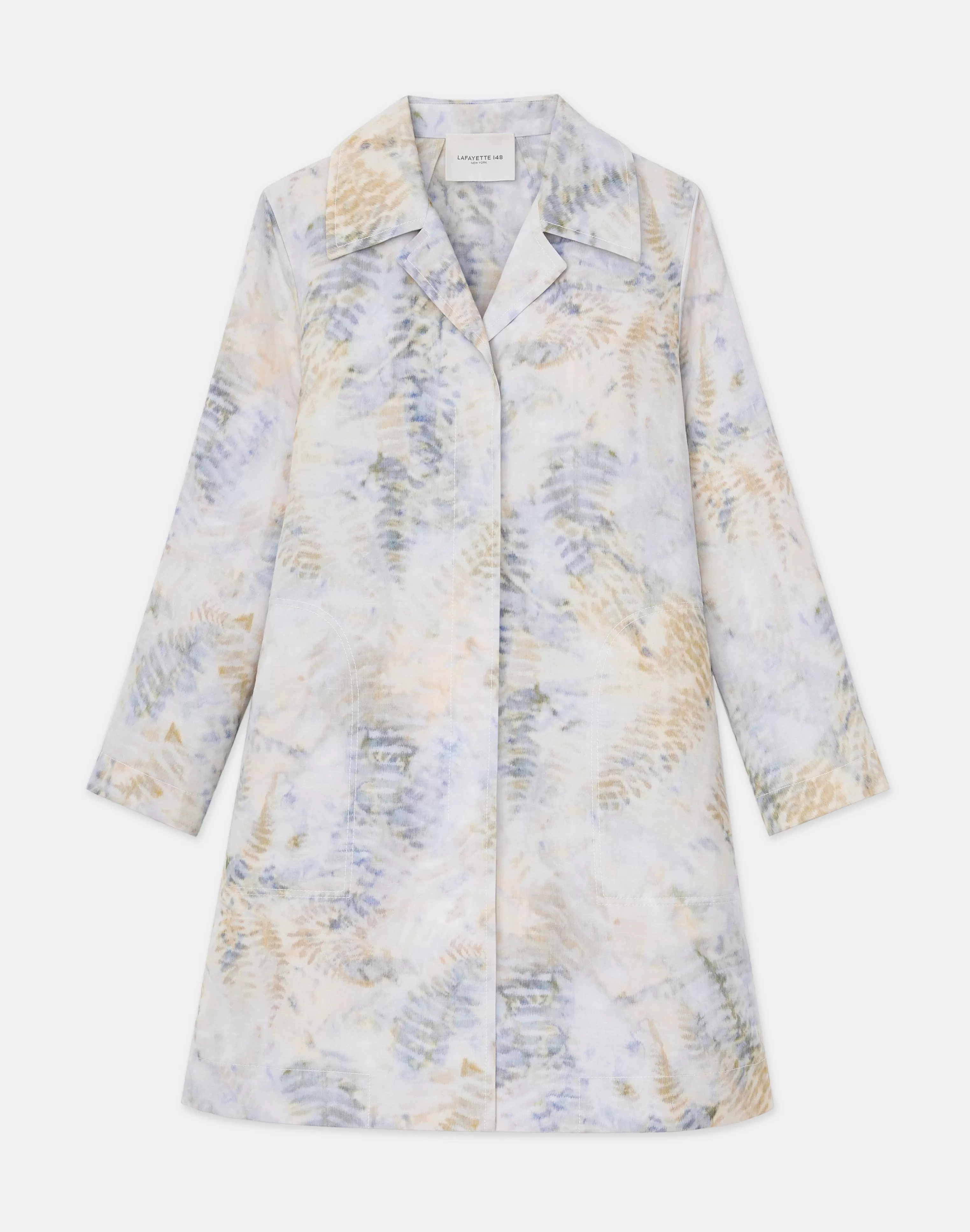 Eco Fern Warp Print Linen Overcoat<Lafayette 148 New York Best Sale