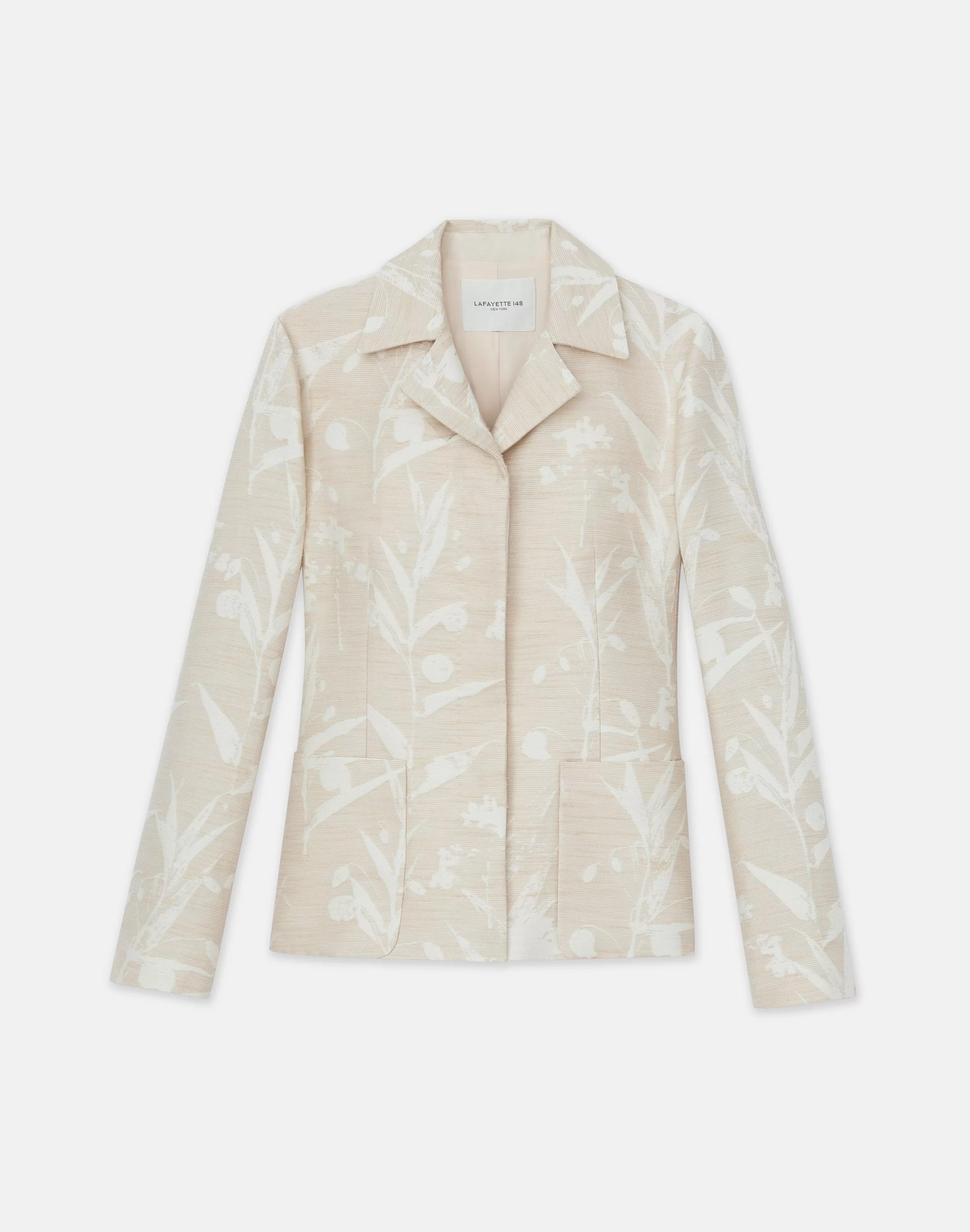 Eco Flora Jacquard Cotton-Silk Patch Pocket Blazer<Lafayette 148 New York Shop