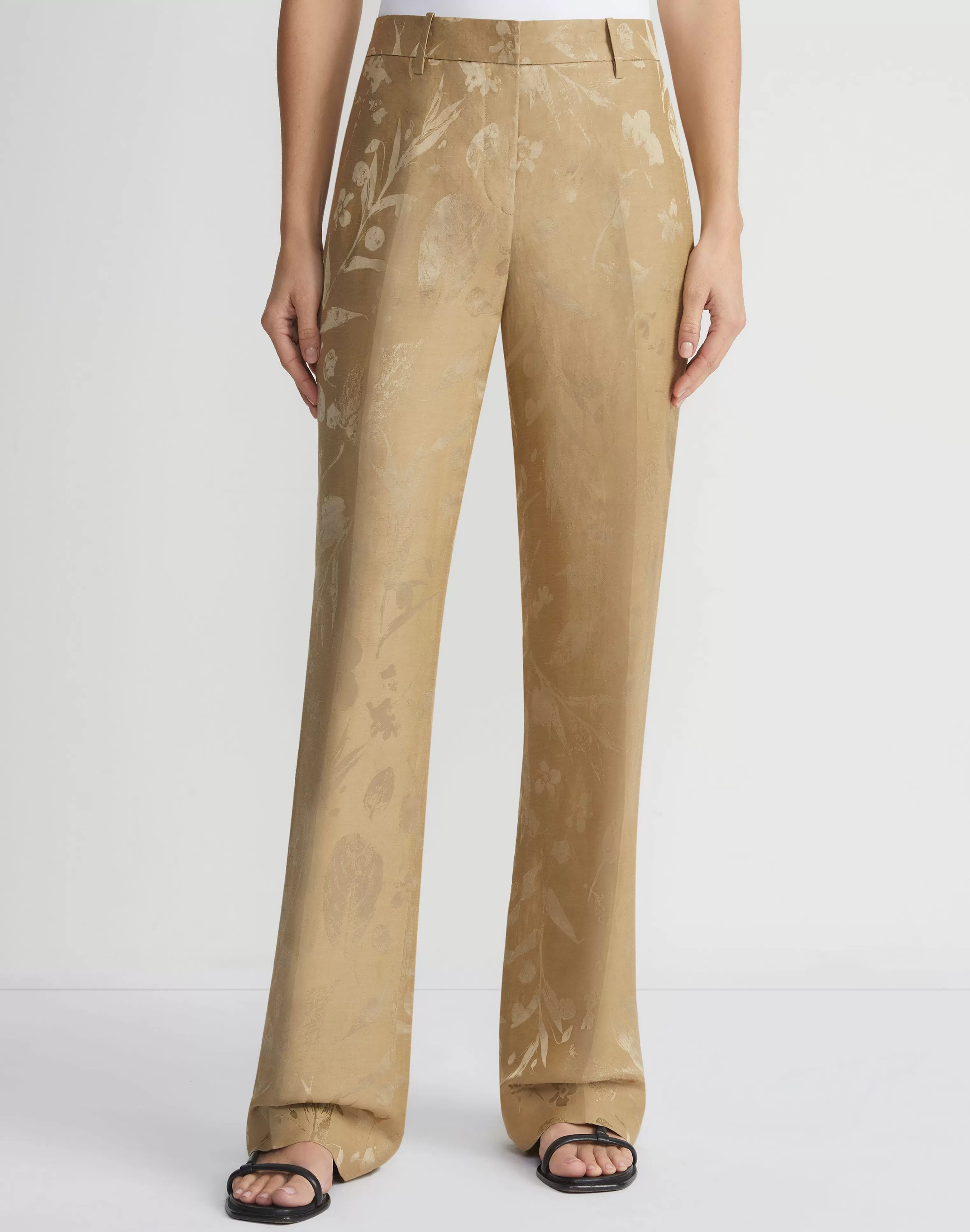 Eco Flora Jacquard Linen-Viscose Gates Pant<Lafayette 148 New York Cheap