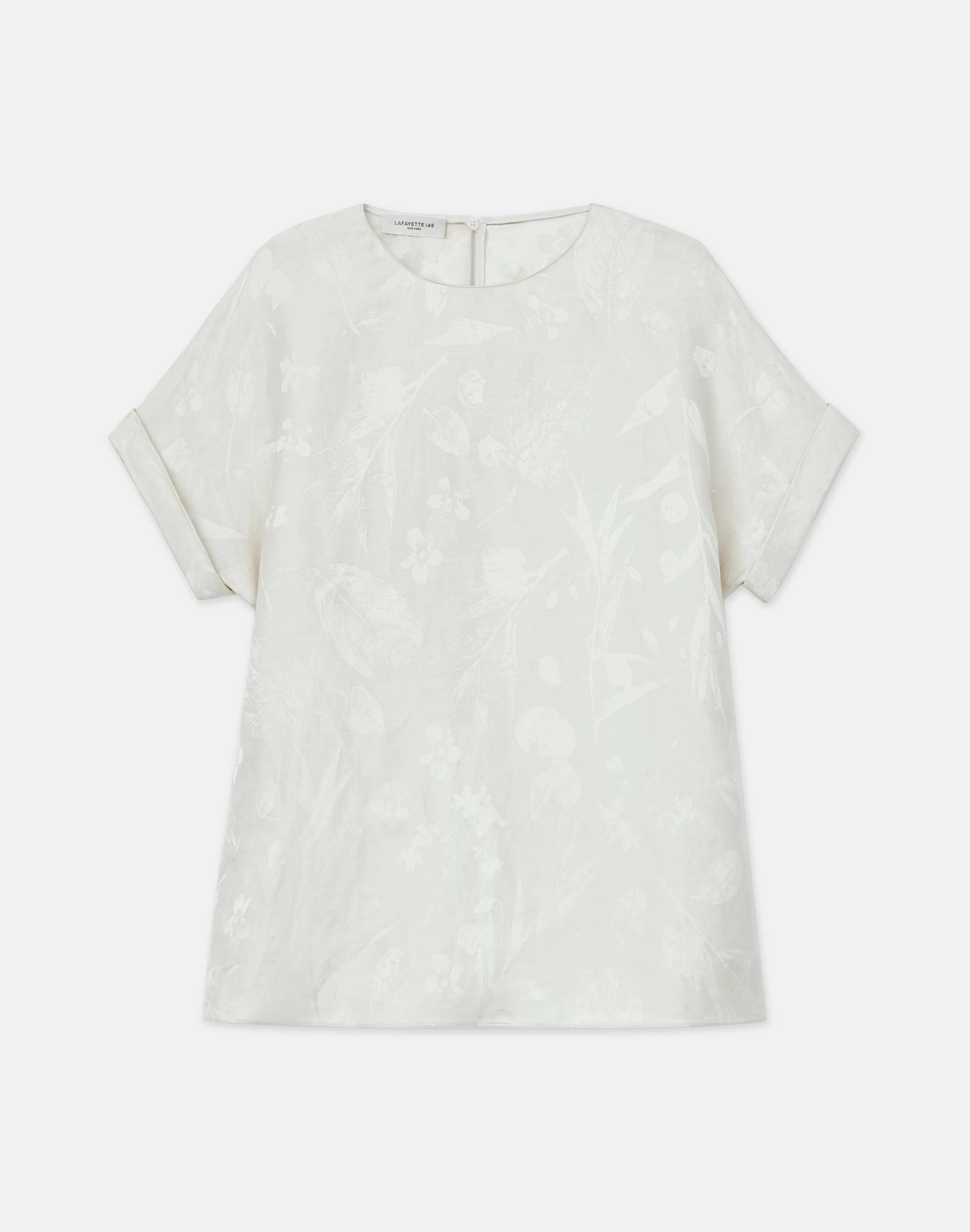 Eco Flora Jacquard Linen-Viscose T-Shirt Blouse<Lafayette 148 New York Store