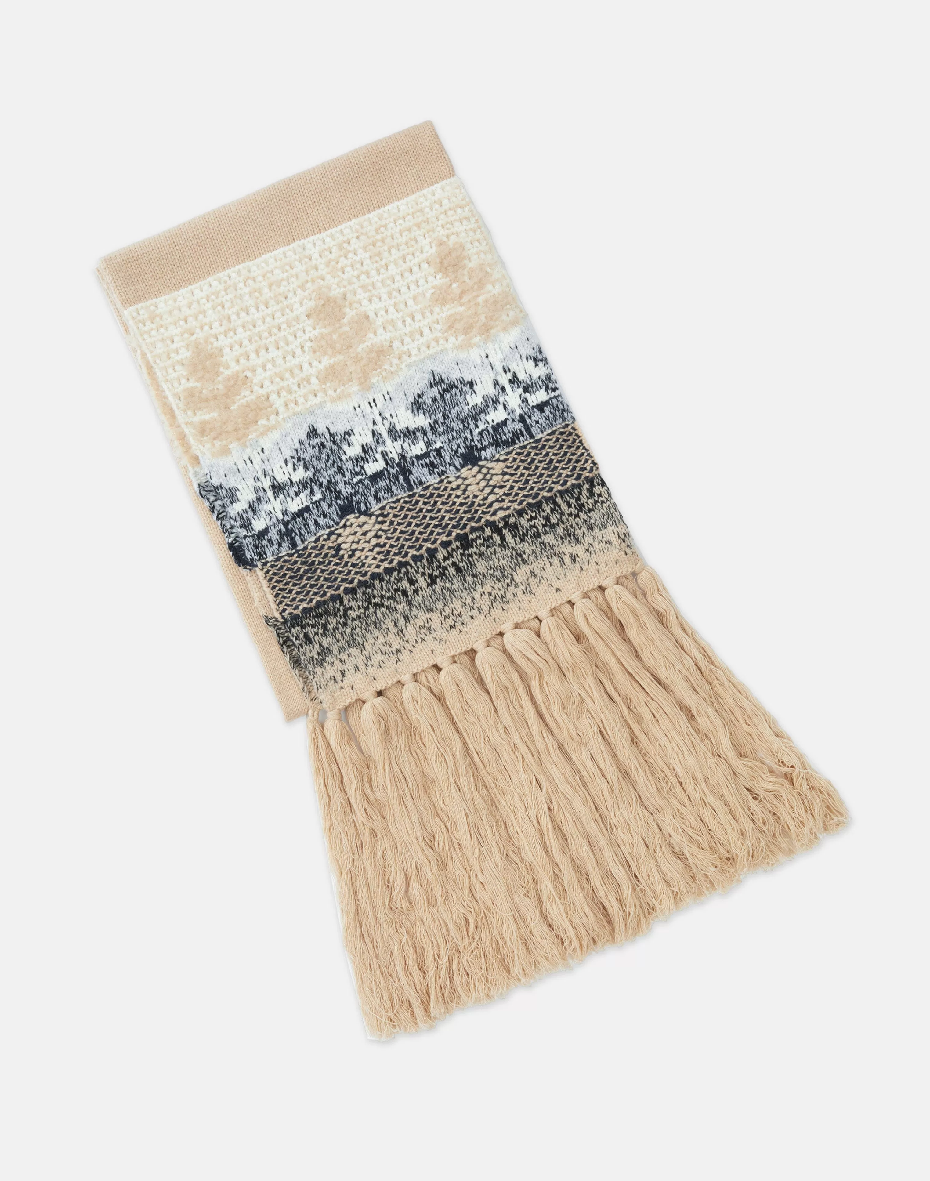 Fair Isle Jacquard Cashmere-Silk Fringed Scarf<Lafayette 148 New York Outlet