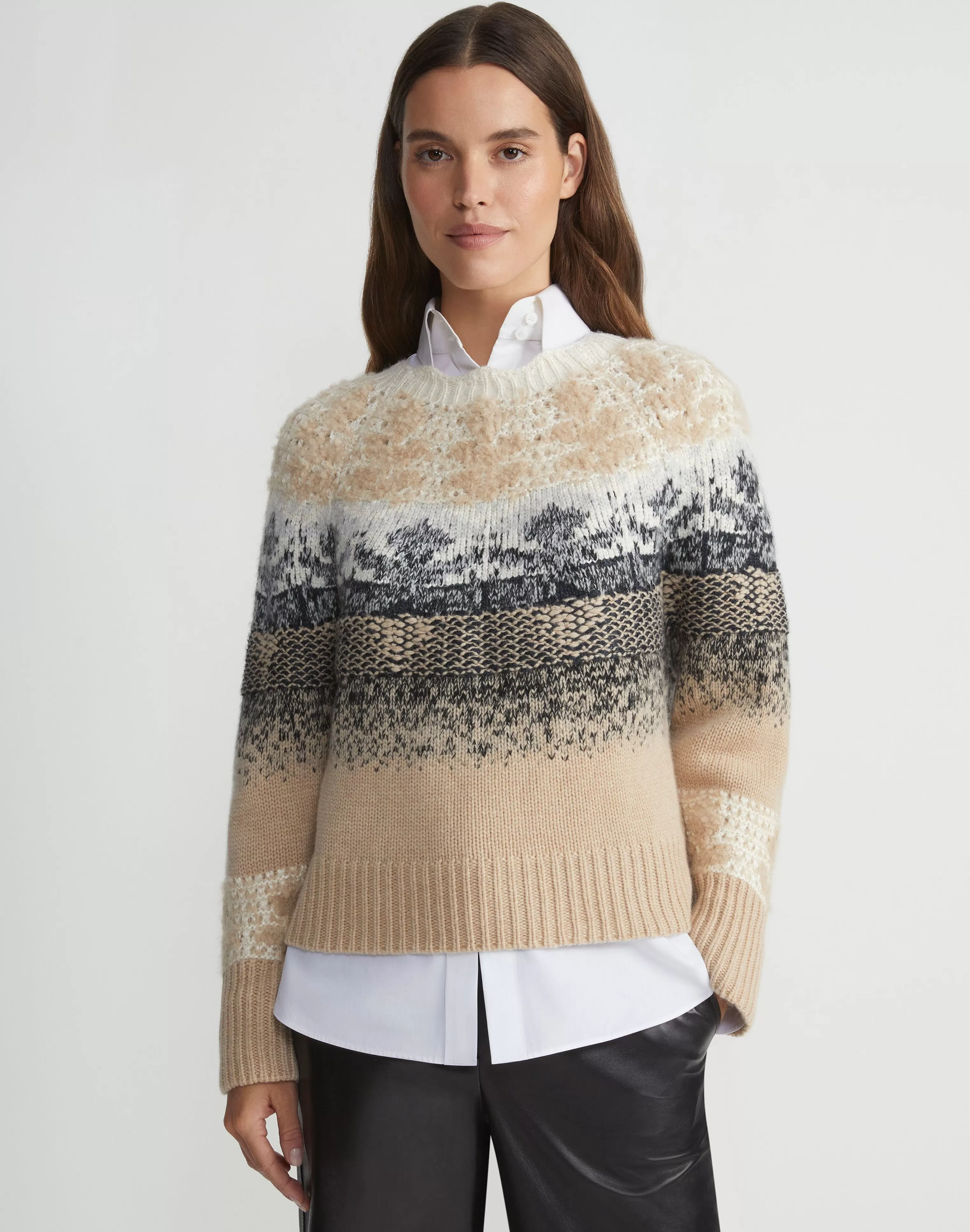 Fair Isle Jacquard Cashmere-Silk Sweater<Lafayette 148 New York Sale