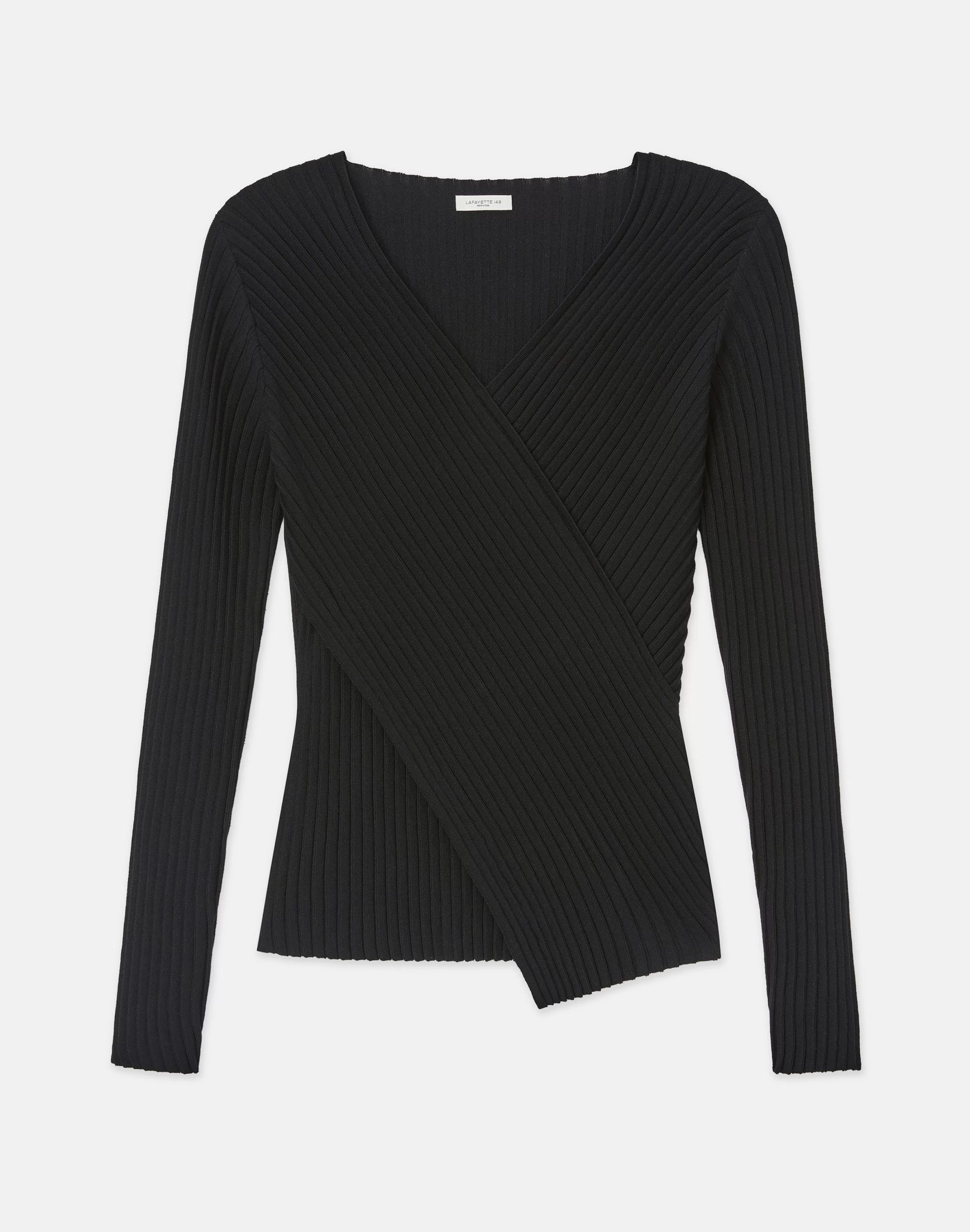 Finespun Voile Pleat Stitch Crossover Sweater<Lafayette 148 New York Best Sale