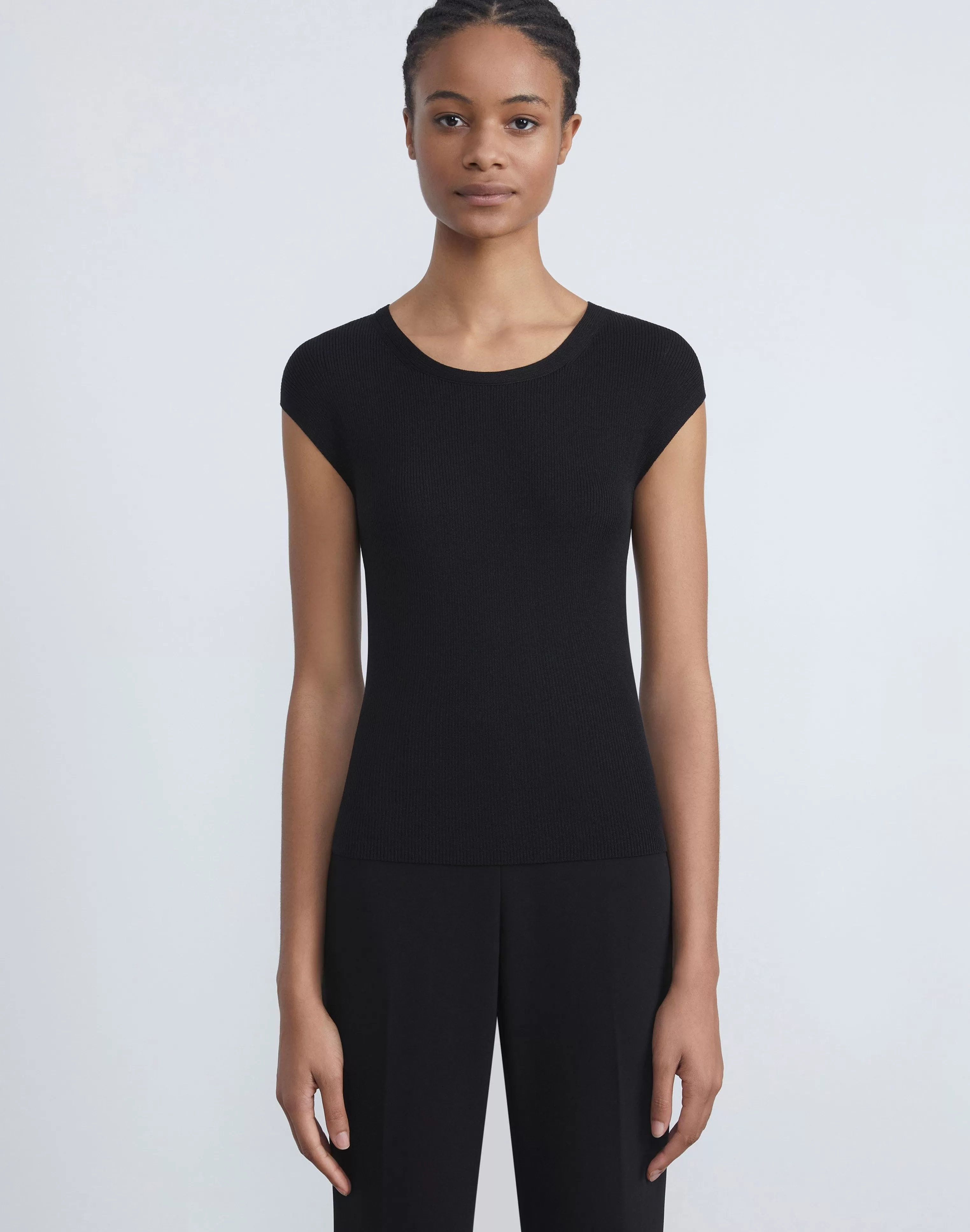 Finespun Voile Ribbed Cap Sleeve Top<Lafayette 148 New York Best Sale