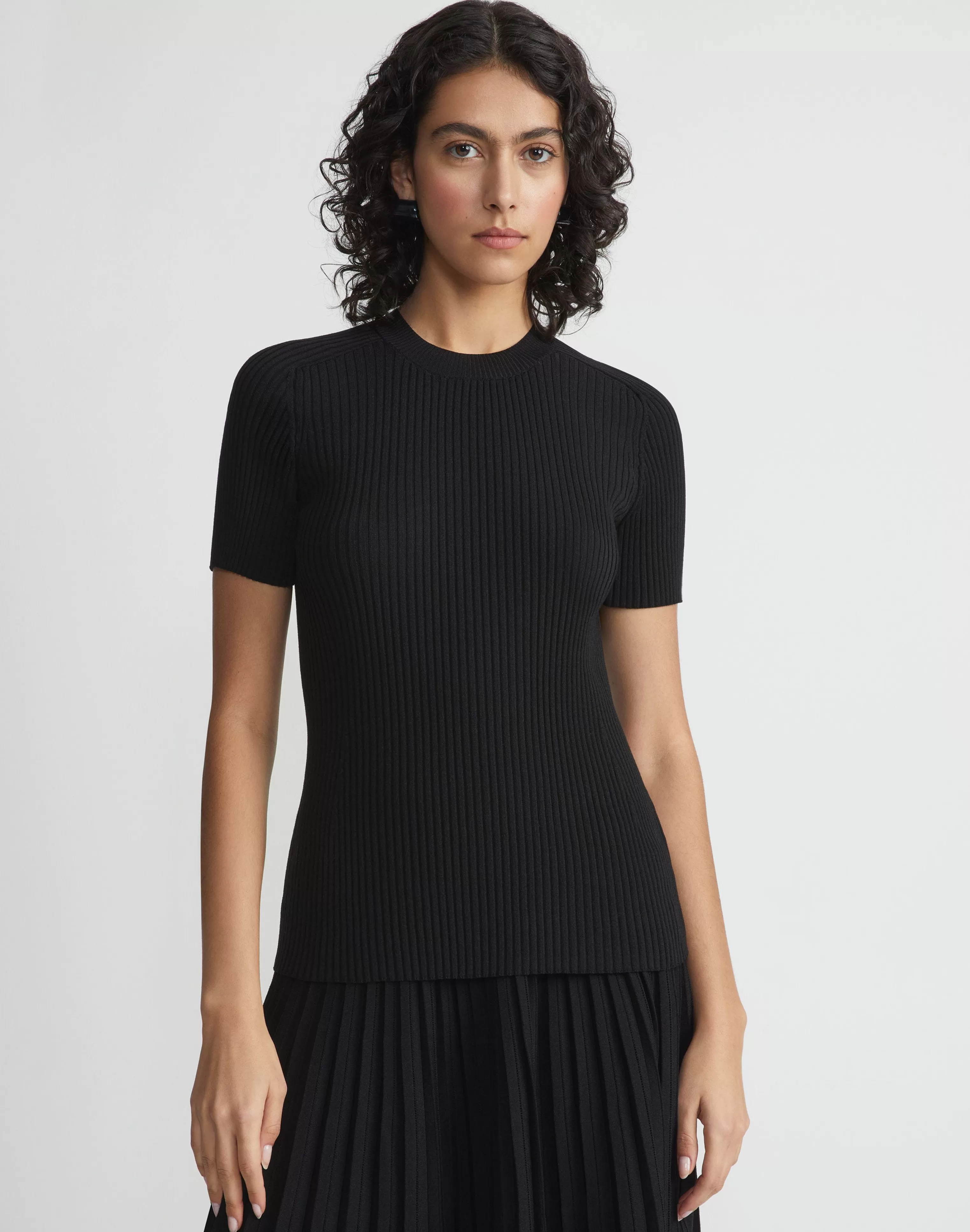 Finespun Voile Ribbed Knit Top<Lafayette 148 New York Hot