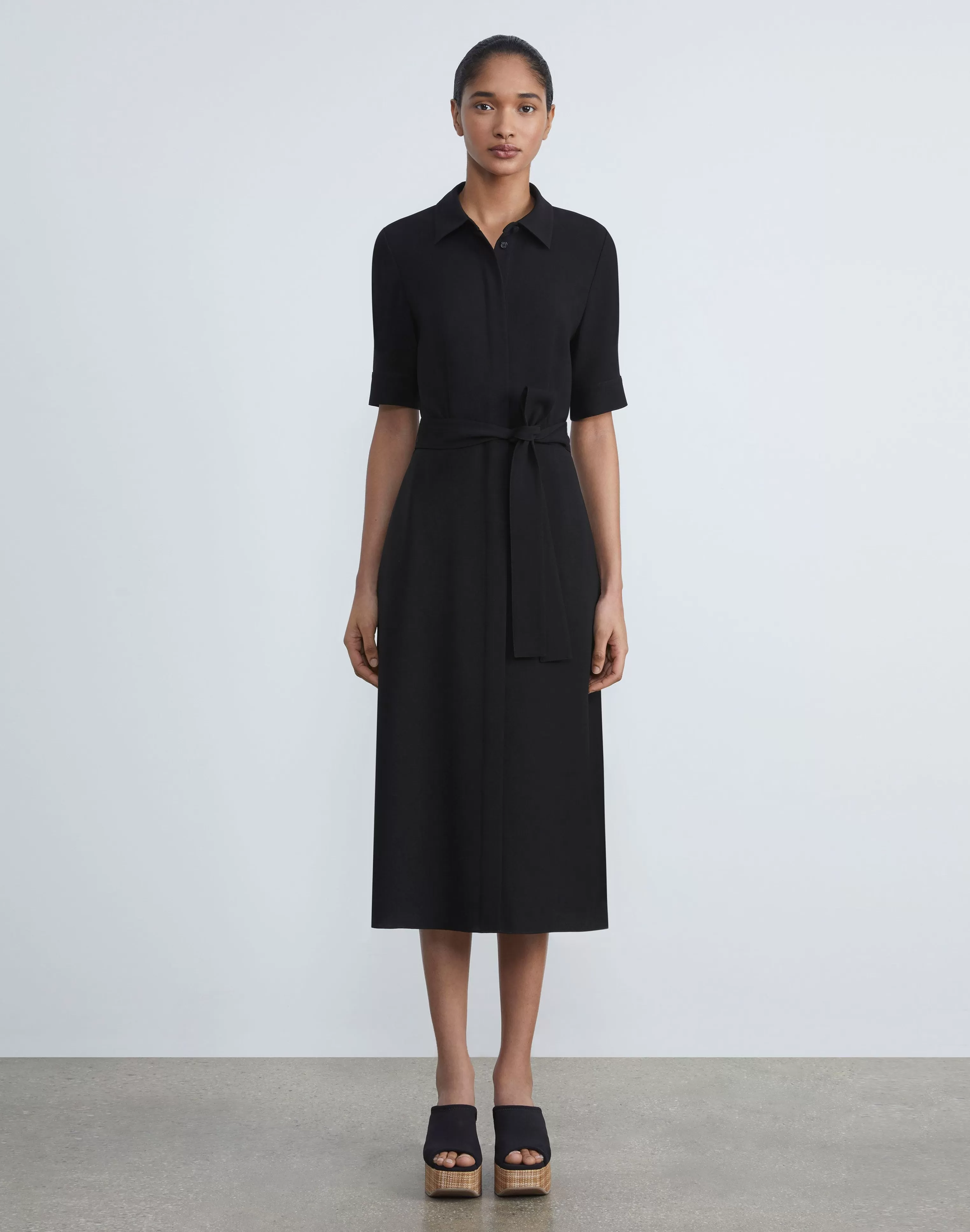 Finesse Crepe Belted Shirtdress<Lafayette 148 New York Sale