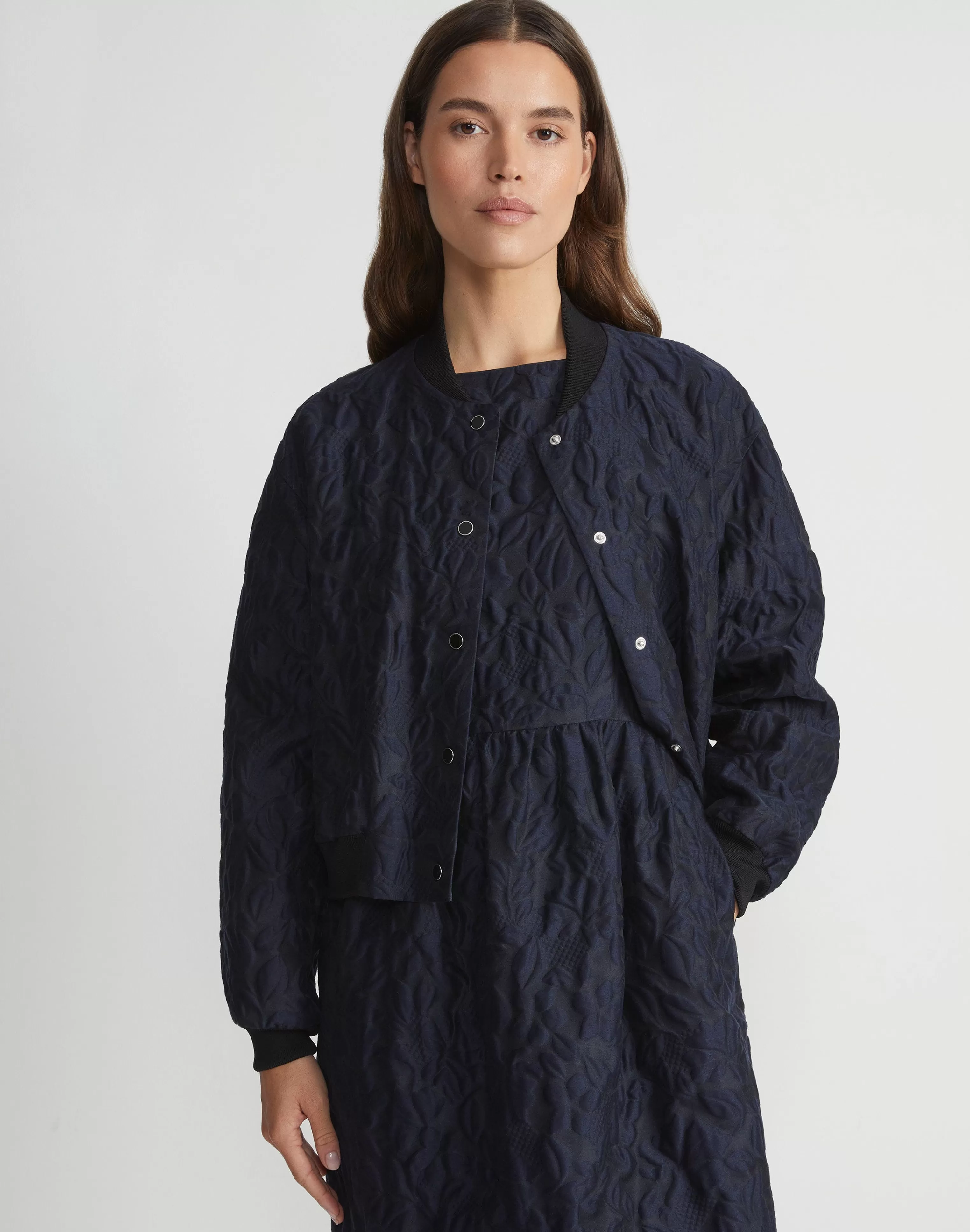 Flora Bloom Cloqué Jacquard Cotton-Silk Bomber Jacket<Lafayette 148 New York Best Sale