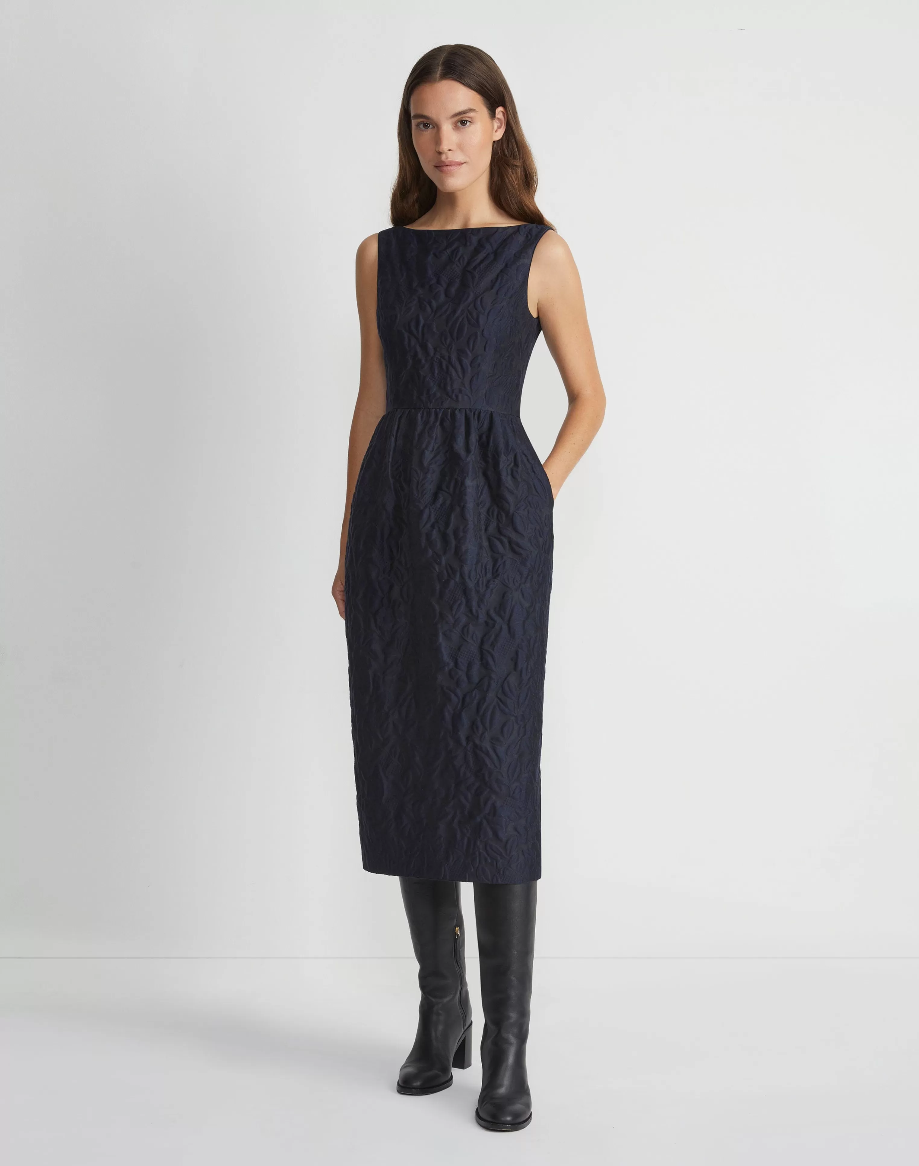 Flora Bloom Cloqué Jacquard Cotton-Silk Midi Dress<Lafayette 148 New York Cheap