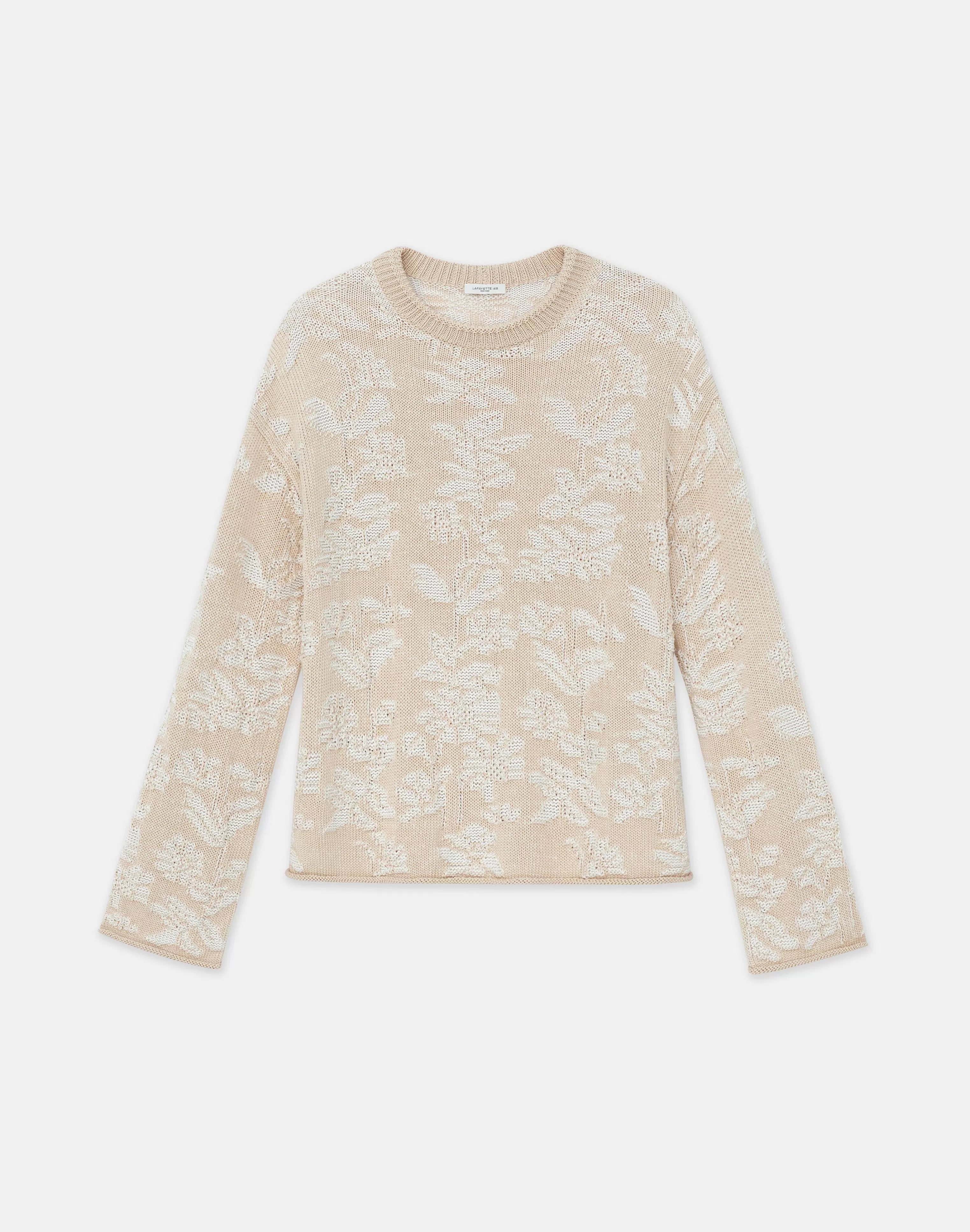 Flora Bloom Cotton-Silk Tape Textured Stitch Sweater<Lafayette 148 New York Cheap