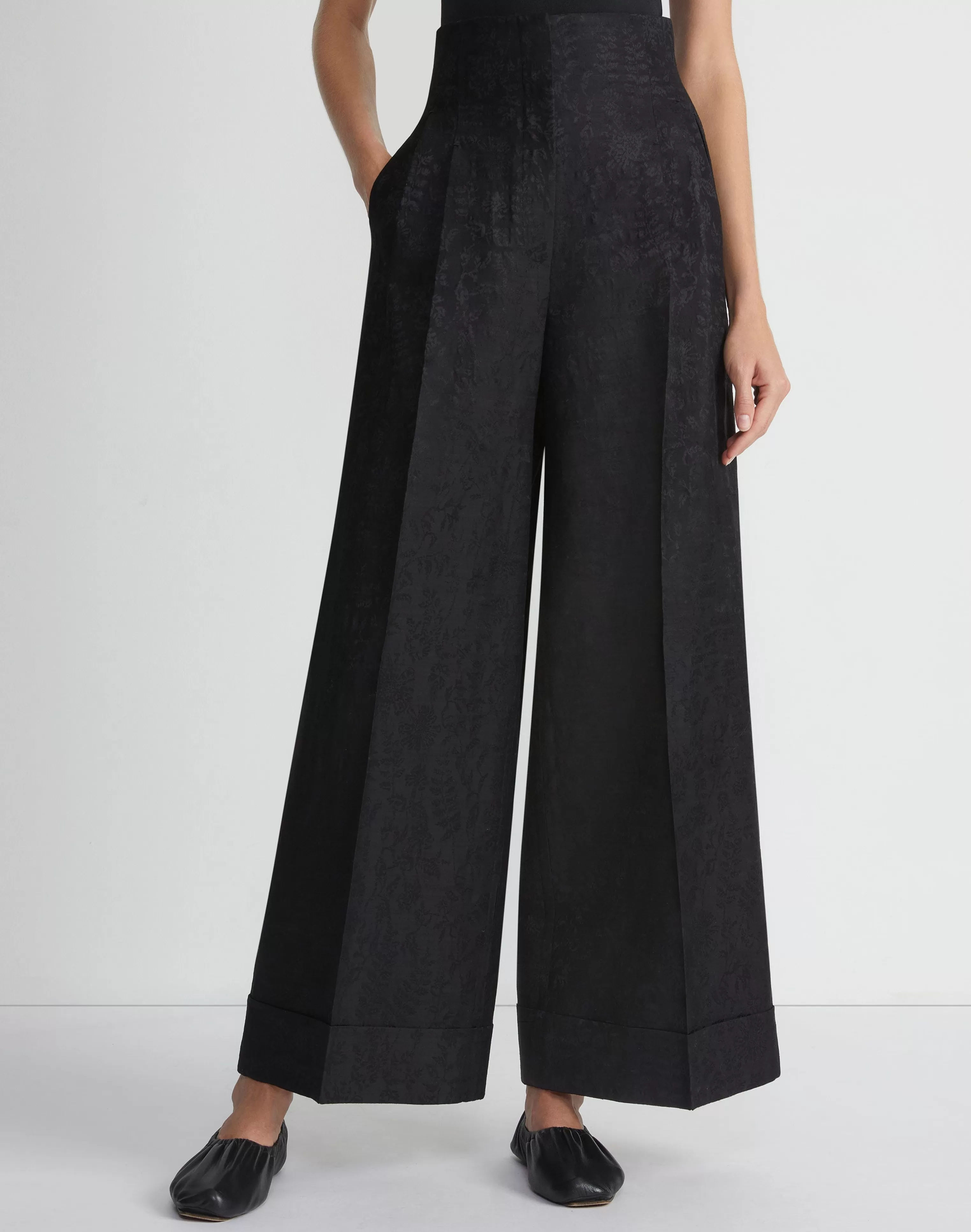 Flora Bloom Jacquard Wool-Silk Jagger Pant<Lafayette 148 New York Best Sale