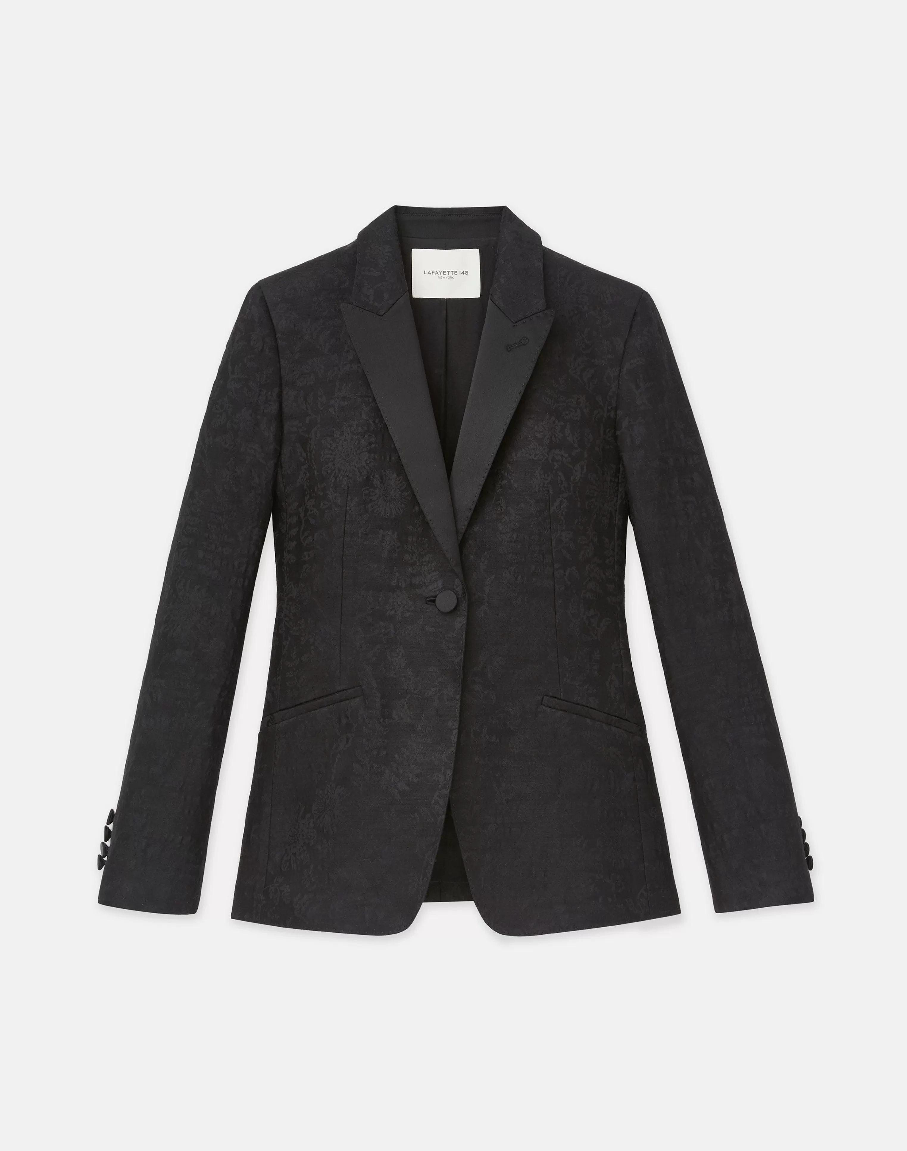 Flora Bloom Jacquard Wool-Silk Satin Lapel Blazer<Lafayette 148 New York Best Sale