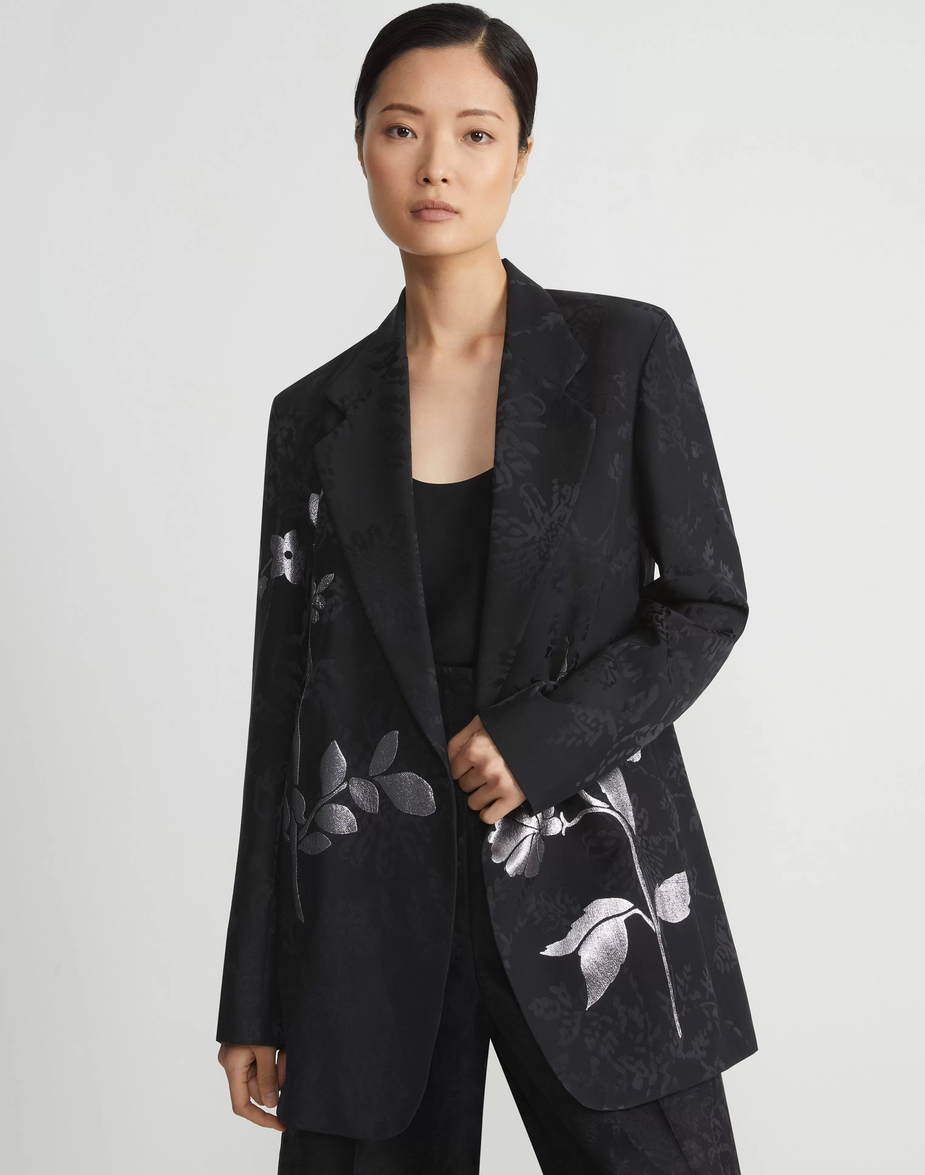 Flora Bloom Metallic Jacquard Viscose-Silk Blazer<Lafayette 148 New York Shop