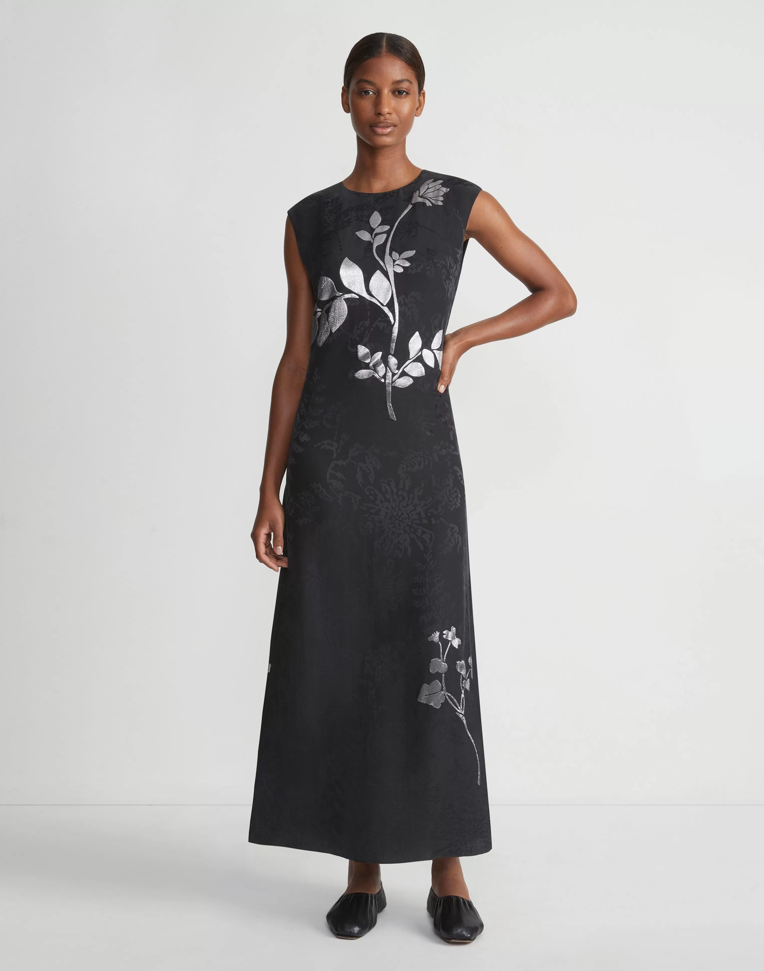 Flora Bloom Metallic Jacquard Viscose-Silk Dress<Lafayette 148 New York Flash Sale