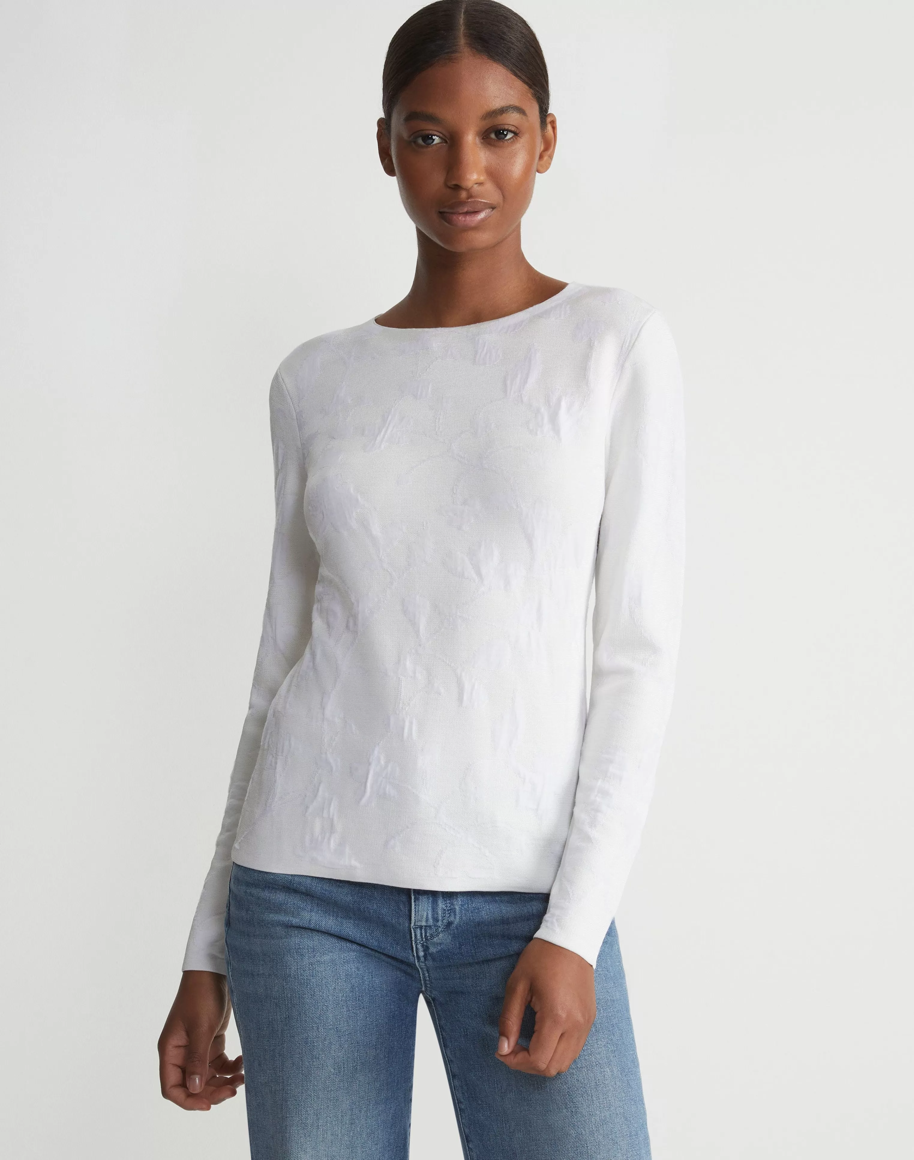 Flora Jacquard Responsible Fine Gauge Merino-Viscose Sweater<Lafayette 148 New York Online