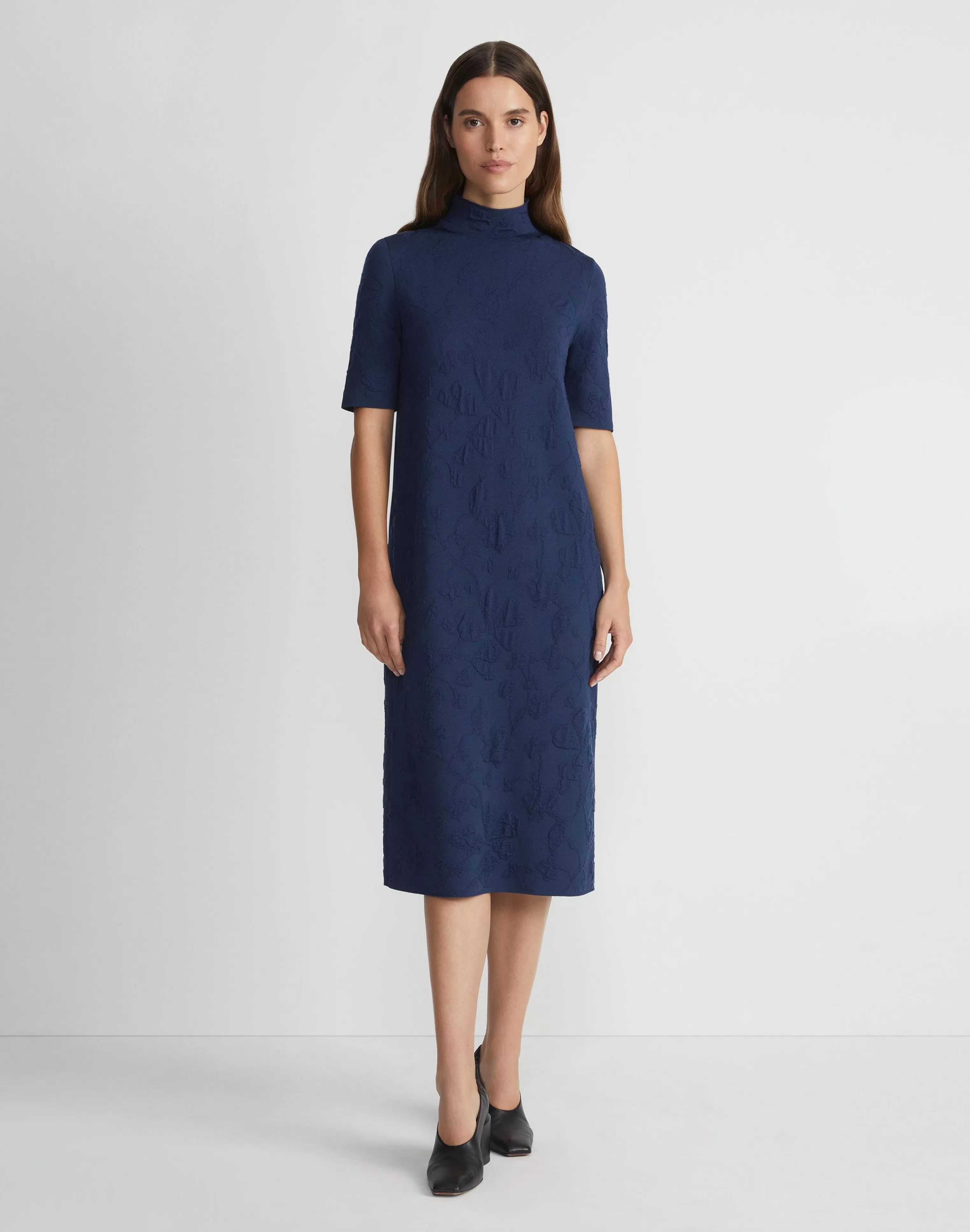 Flora Jacquard Responsible Fine Gauge Merino-Viscose Sweater Dress<Lafayette 148 New York New