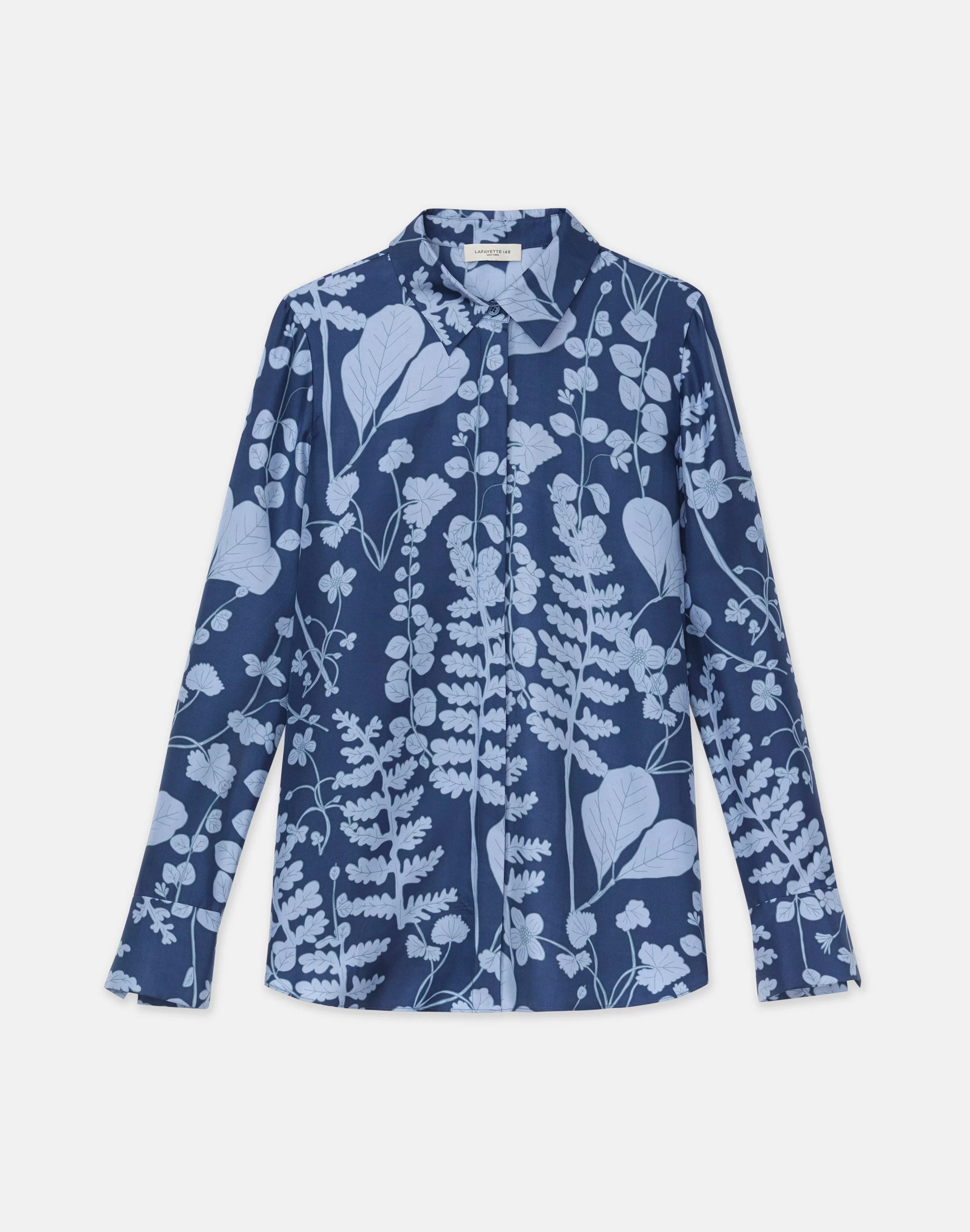 Flora Print Silk Twill Buttoned Blouse<Lafayette 148 New York Online