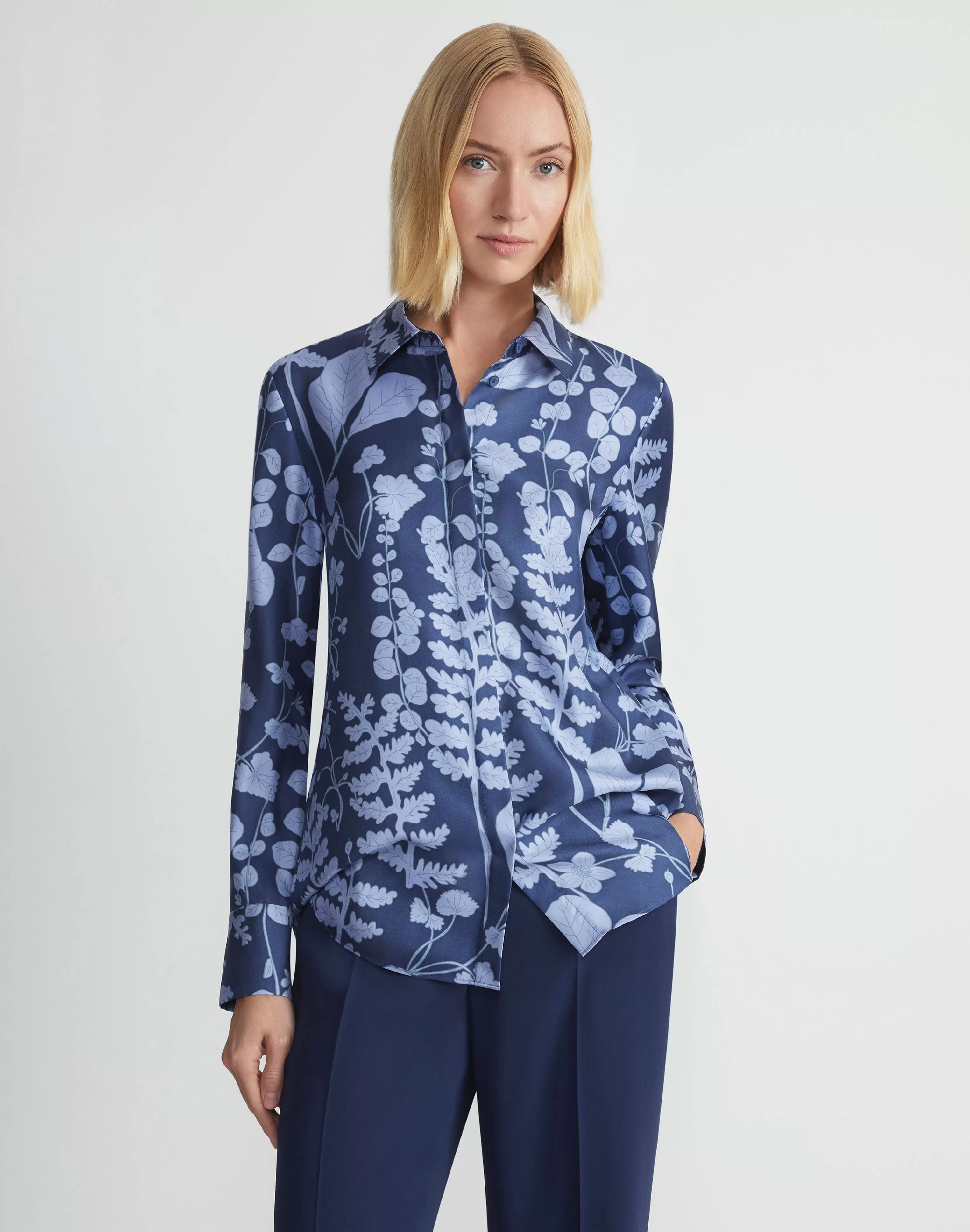 Flora Print Silk Twill Buttoned Blouse<Lafayette 148 New York Online