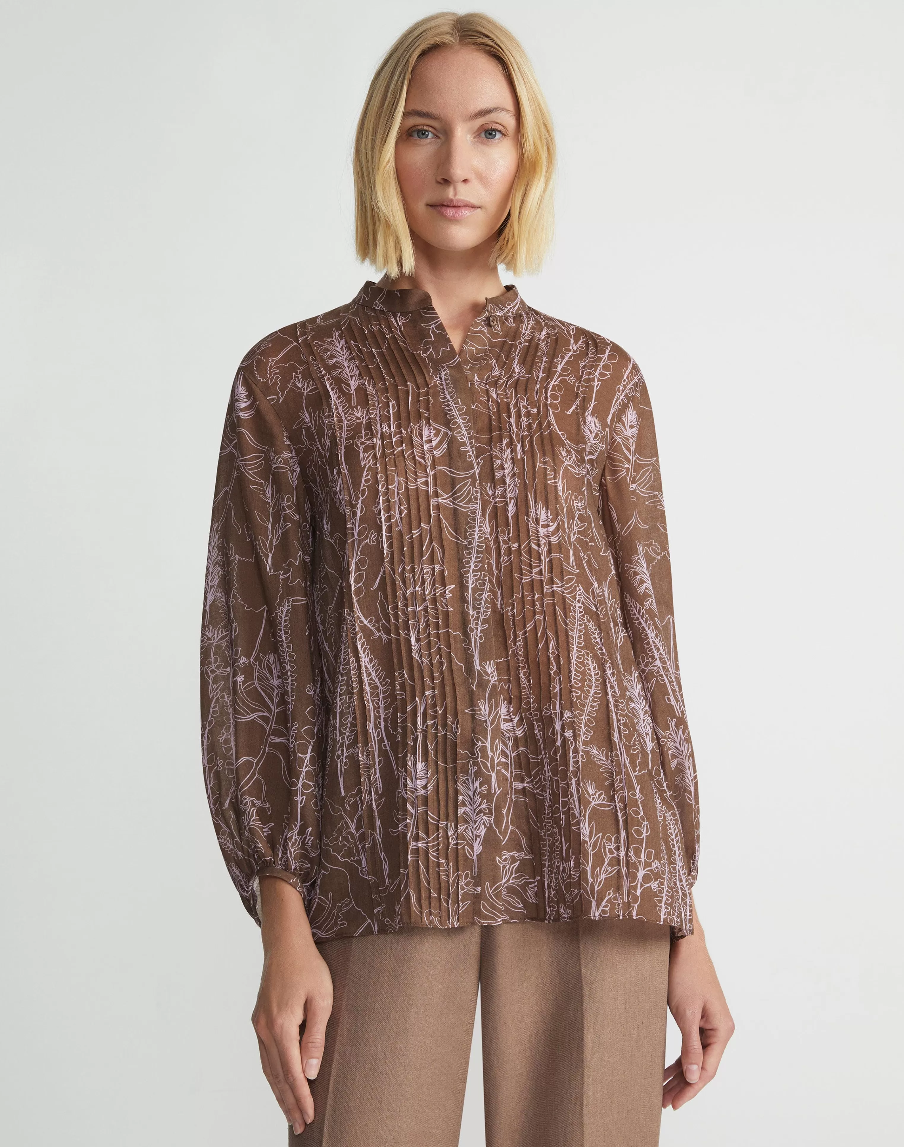 Flora Print Sustainable Gemma Cloth Voile Pintuck Blouse<Lafayette 148 New York Online