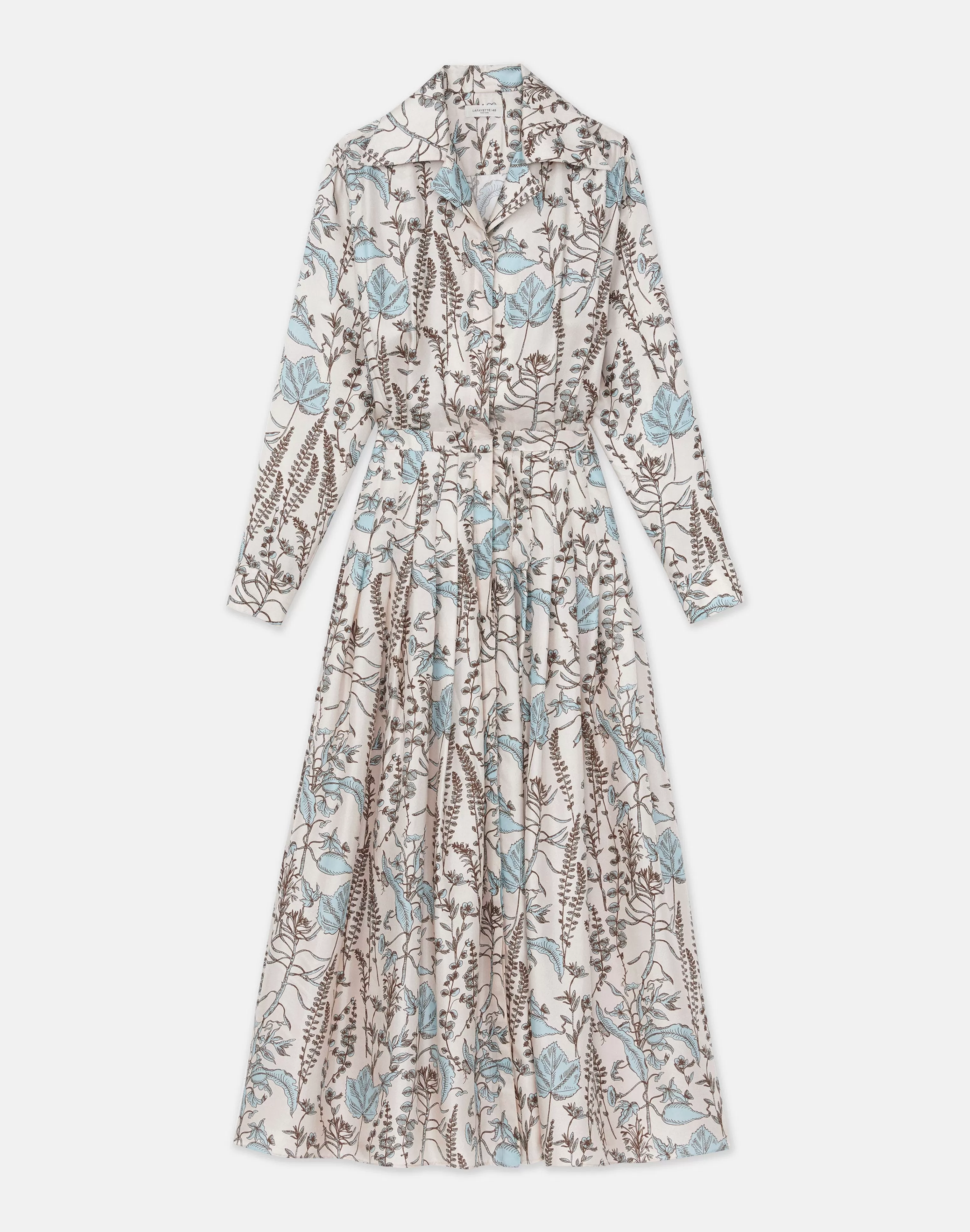 Flora Trail Print Silk Twill Pleated Shirtdress<Lafayette 148 New York Hot