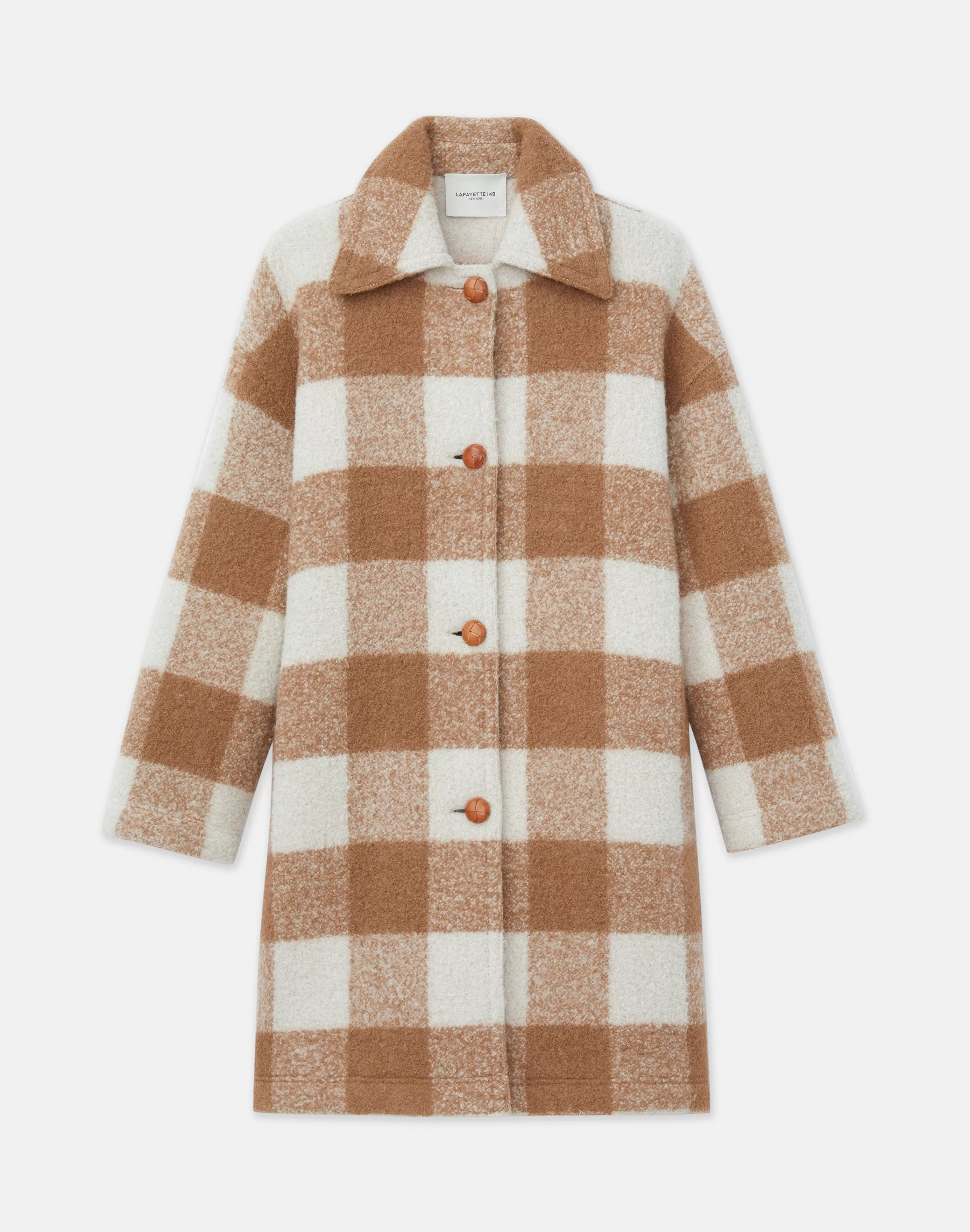 Gingham Alpaca-Wool Bouclé Double Face Oversized Coat<Lafayette 148 New York New