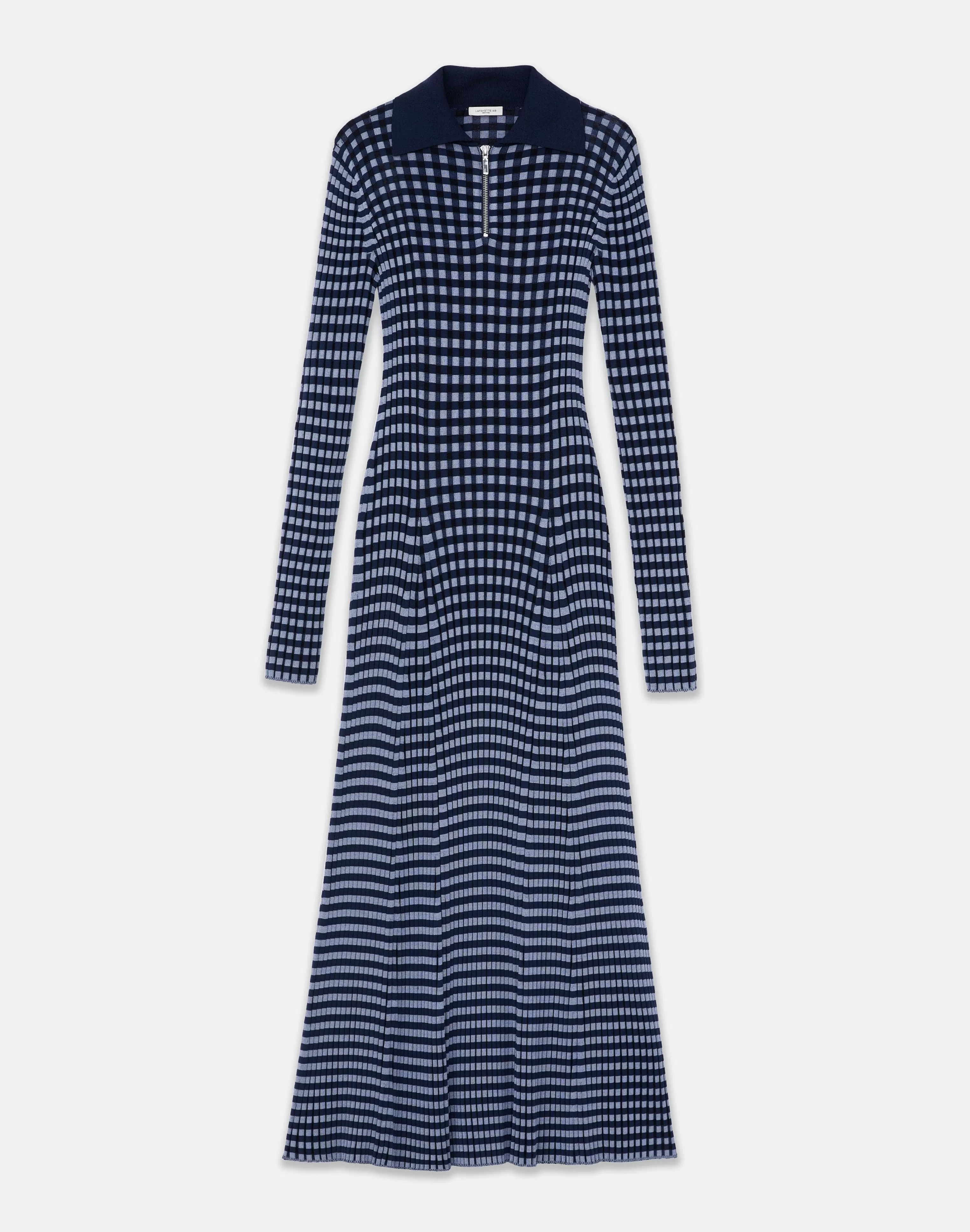 Gingham Responsible Matte Crepe Collared Half-Zip Dress<Lafayette 148 New York Cheap