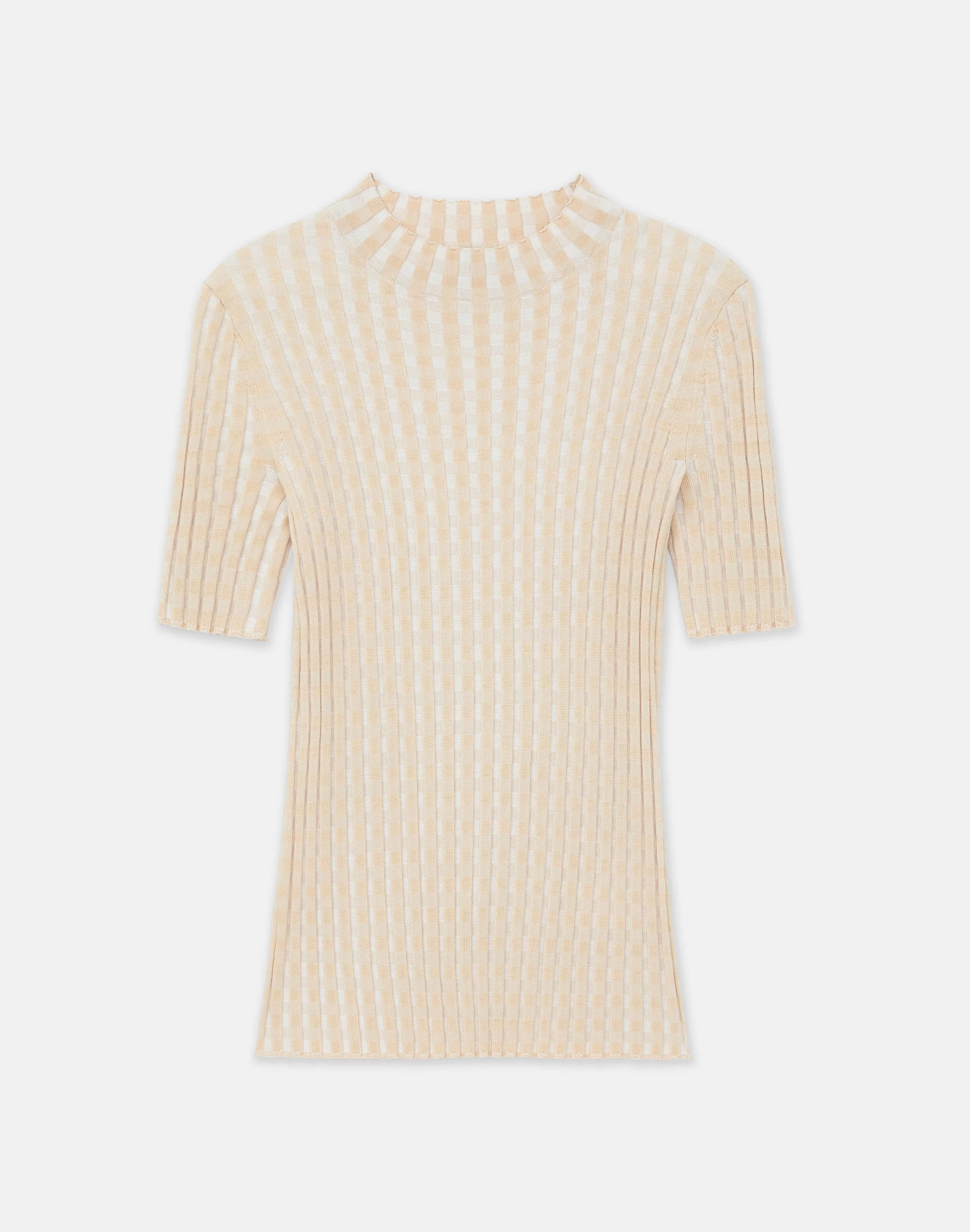 Gingham Responsible Matte Crepe Short Sleeve Sweater<Lafayette 148 New York Shop