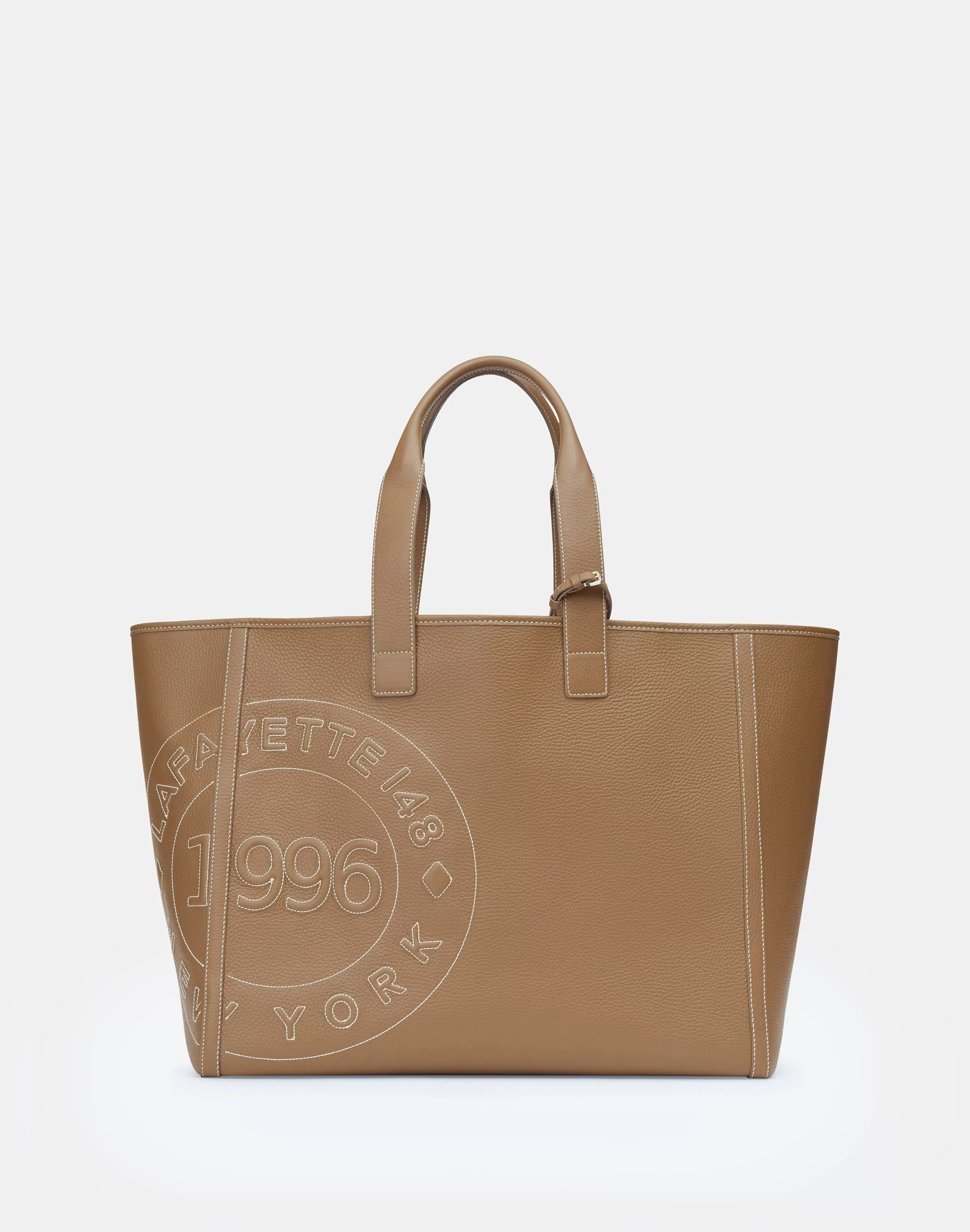 Grained Calfskin Leather Postmark L Tote<Lafayette 148 New York Fashion