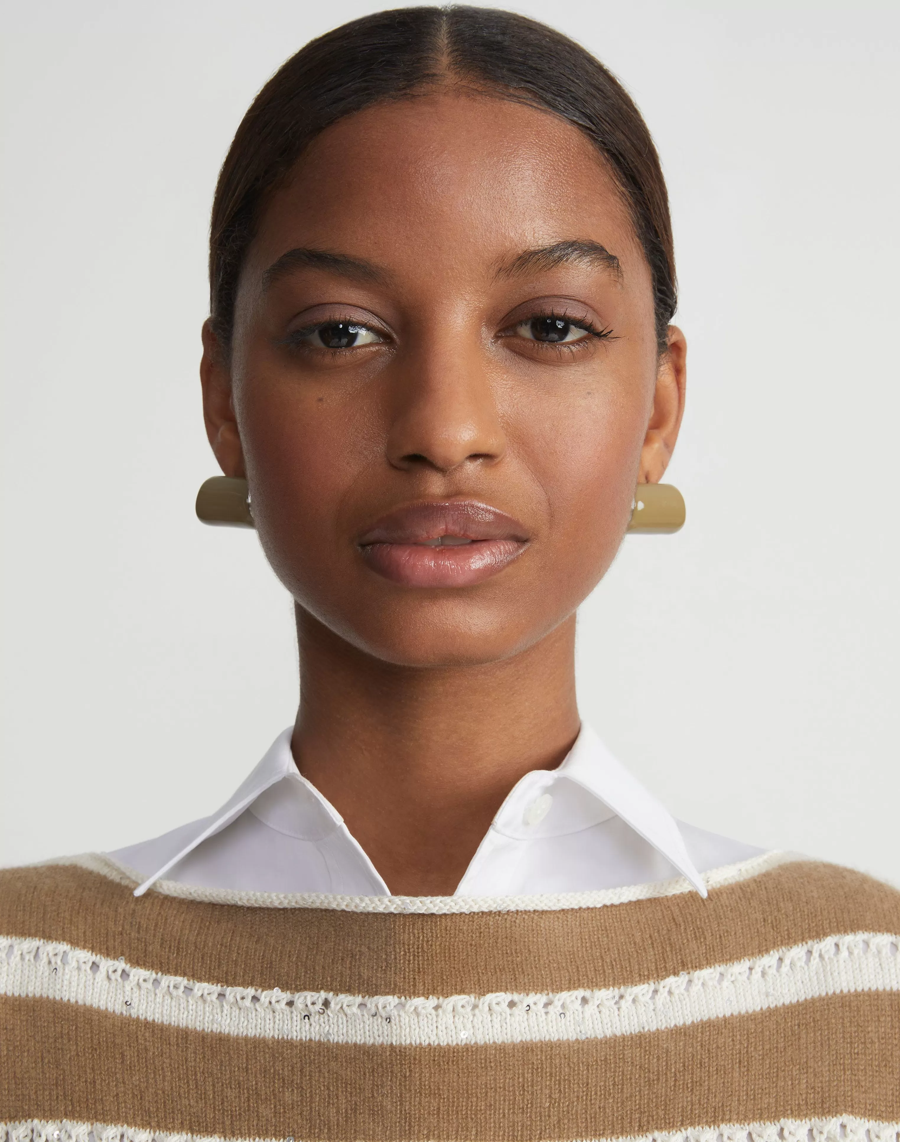 Hand-Painted Enamel Lune Brass Earring<Lafayette 148 New York Best