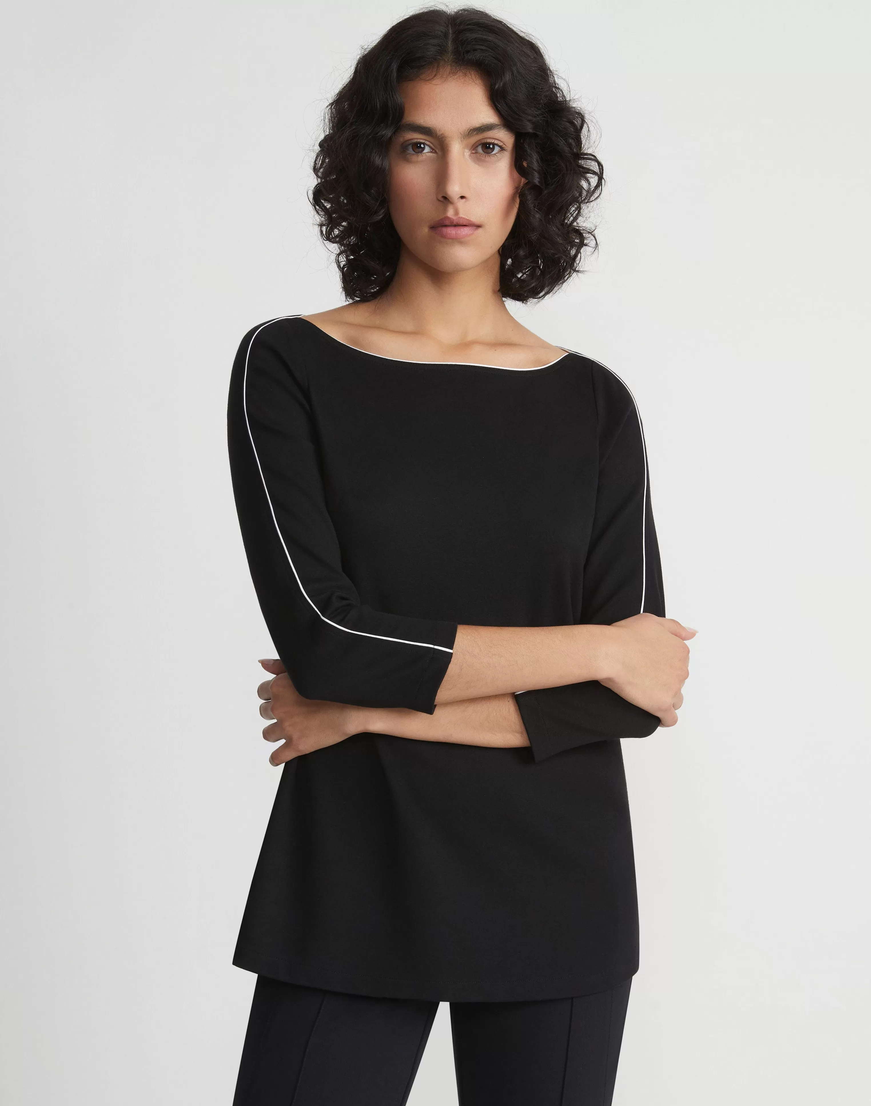 Lightweight Punto Milano Bateau Neck Top<Lafayette 148 New York Cheap