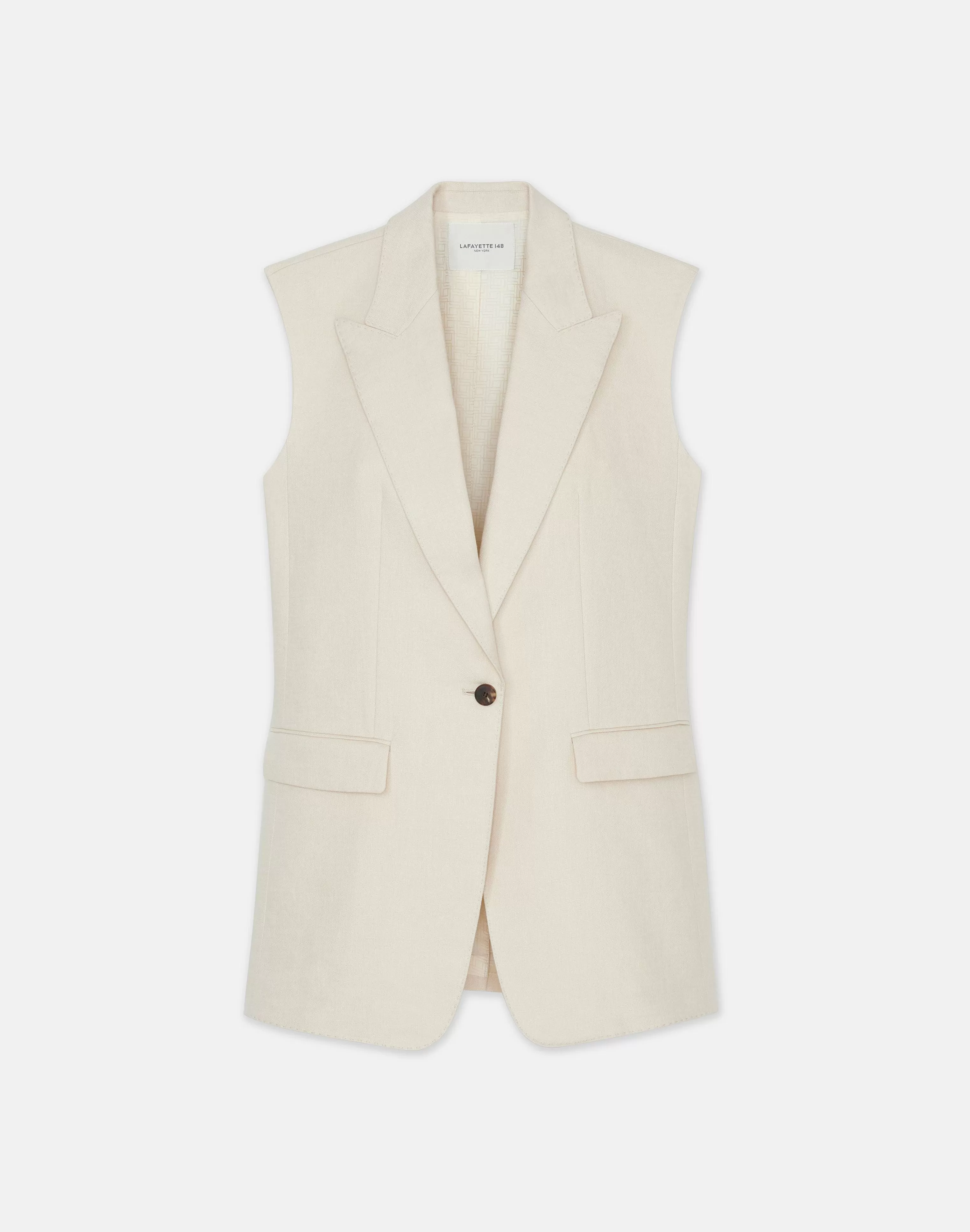 Linen Peak Lapel Longline Vest<Lafayette 148 New York Cheap