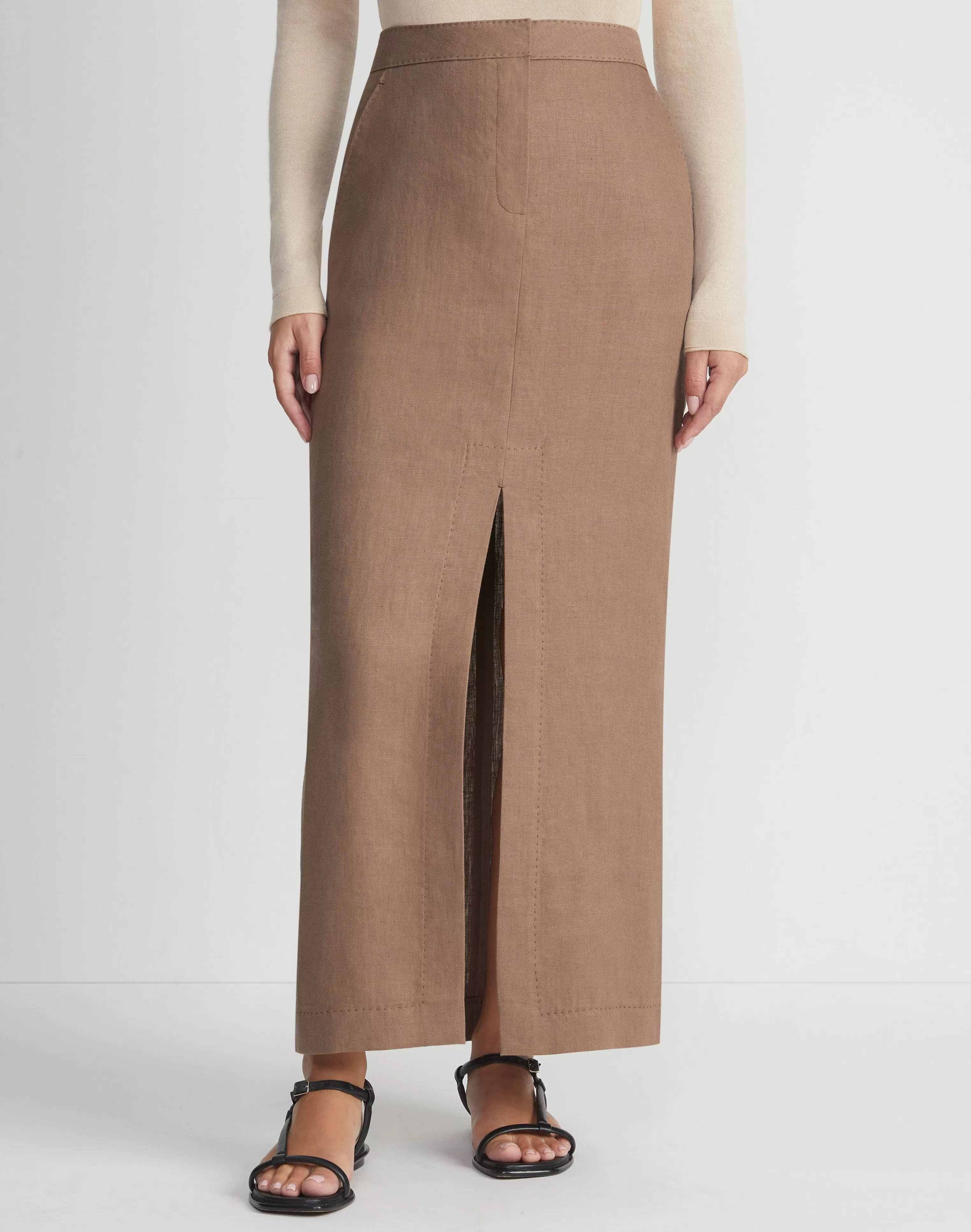 Linen Slit Front Maxi Skirt<Lafayette 148 New York Hot