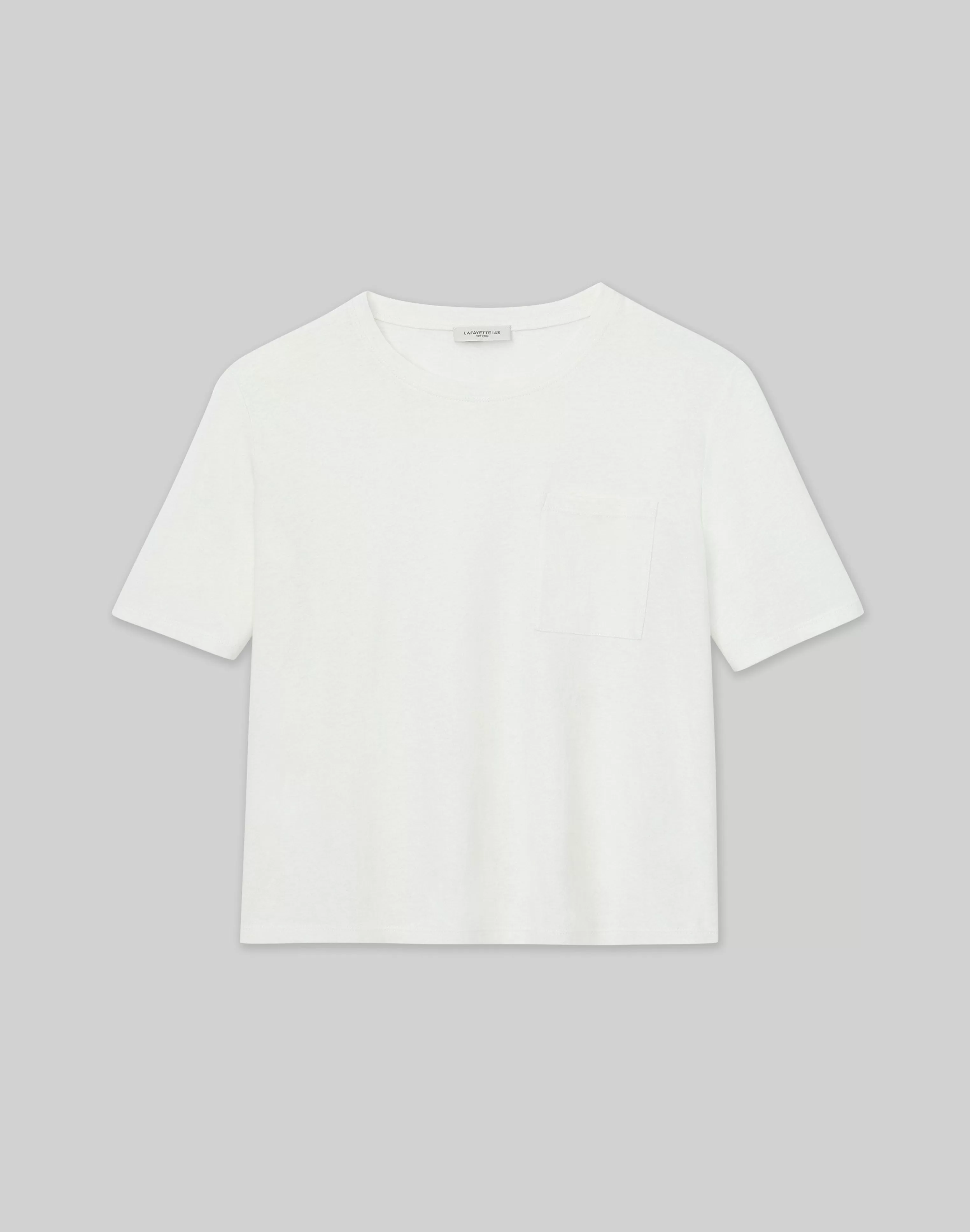 Linen-Cotton Jersey Pocket T-Shirt<Lafayette 148 New York Cheap